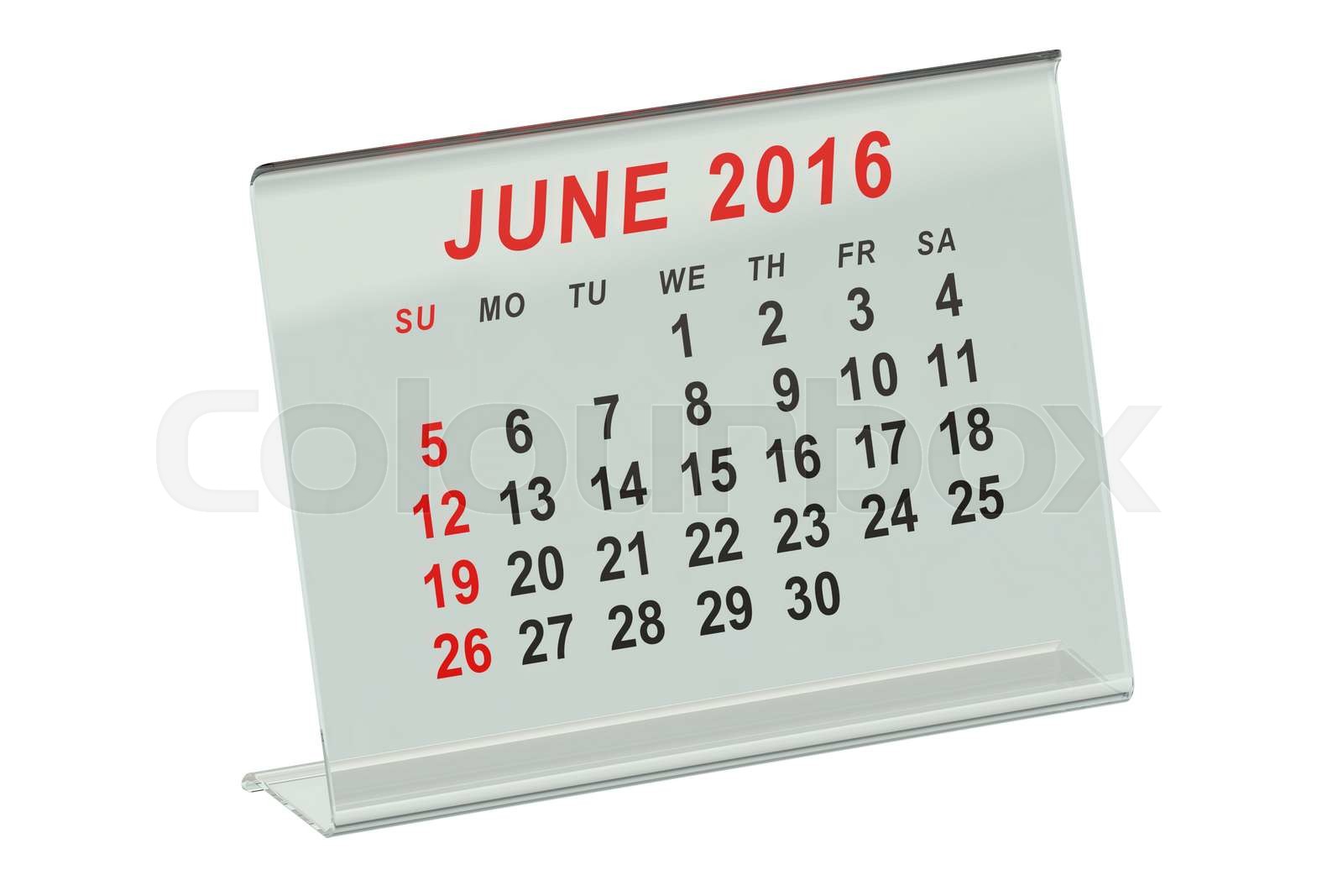 Calendar For June 16 Stock Image Colourbox