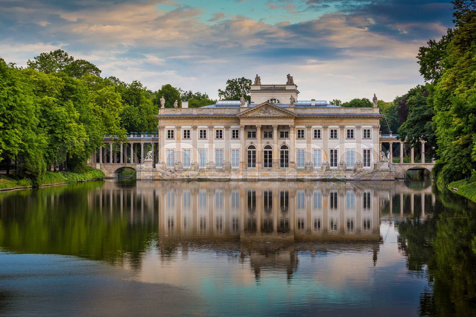 The Lazienki palace in Lazienki Park, Warsaw. Lazienki Krolewskie ...
