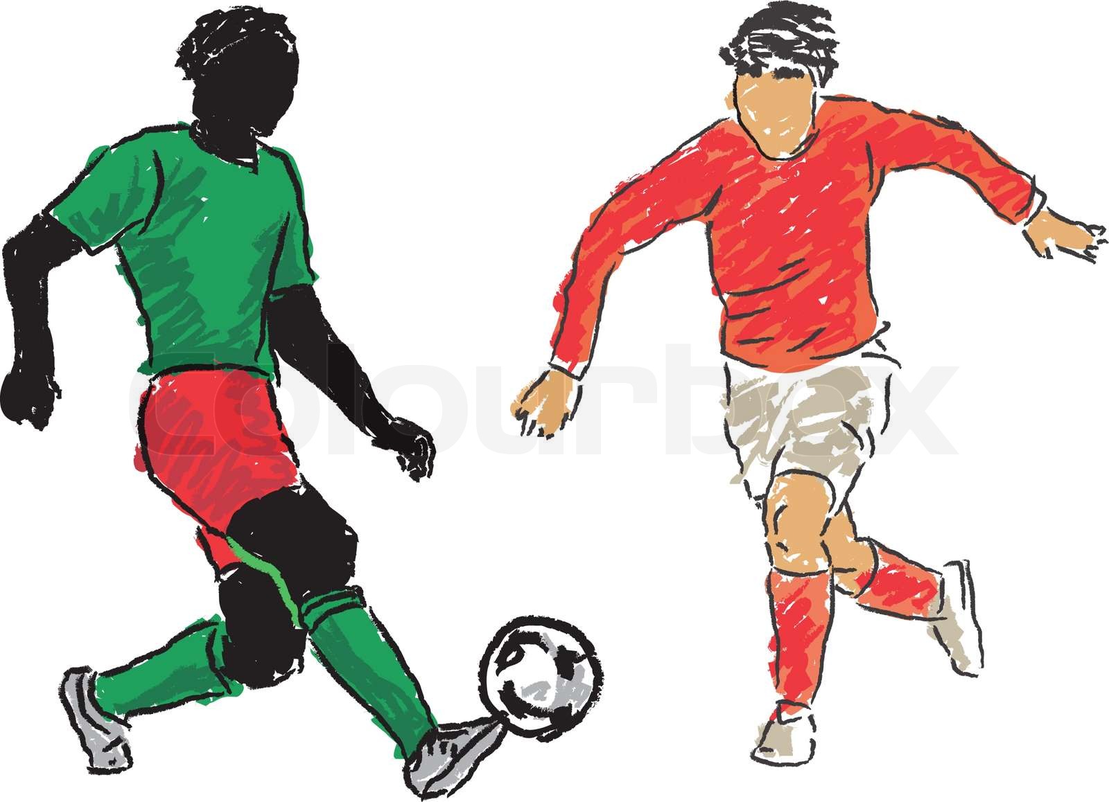 Vector Fußballer Zeichnung freihändig gemacht , um den Computer | Stock