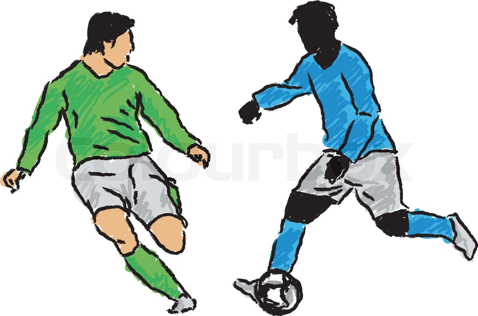 Vector Fußballer Zeichnung freihändig gemacht , um den Computer | Stock