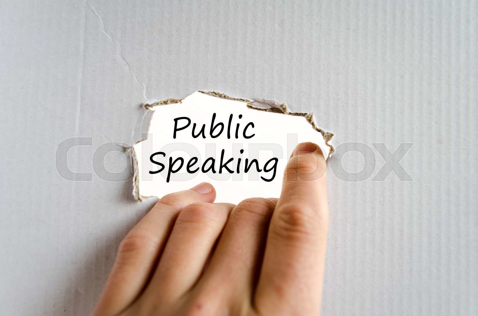 Public speaking text concept stock image colourbox