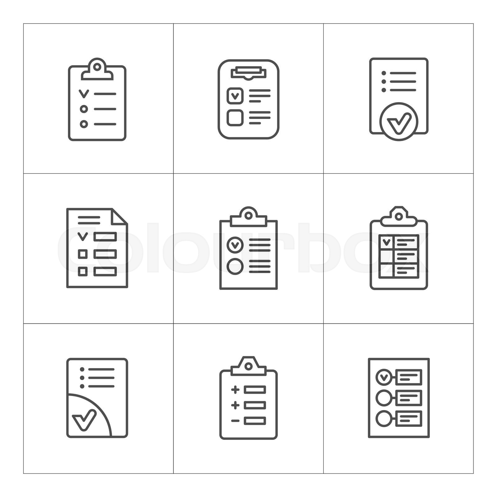 Set line icons of checklist | Stock vector | Colourbox
