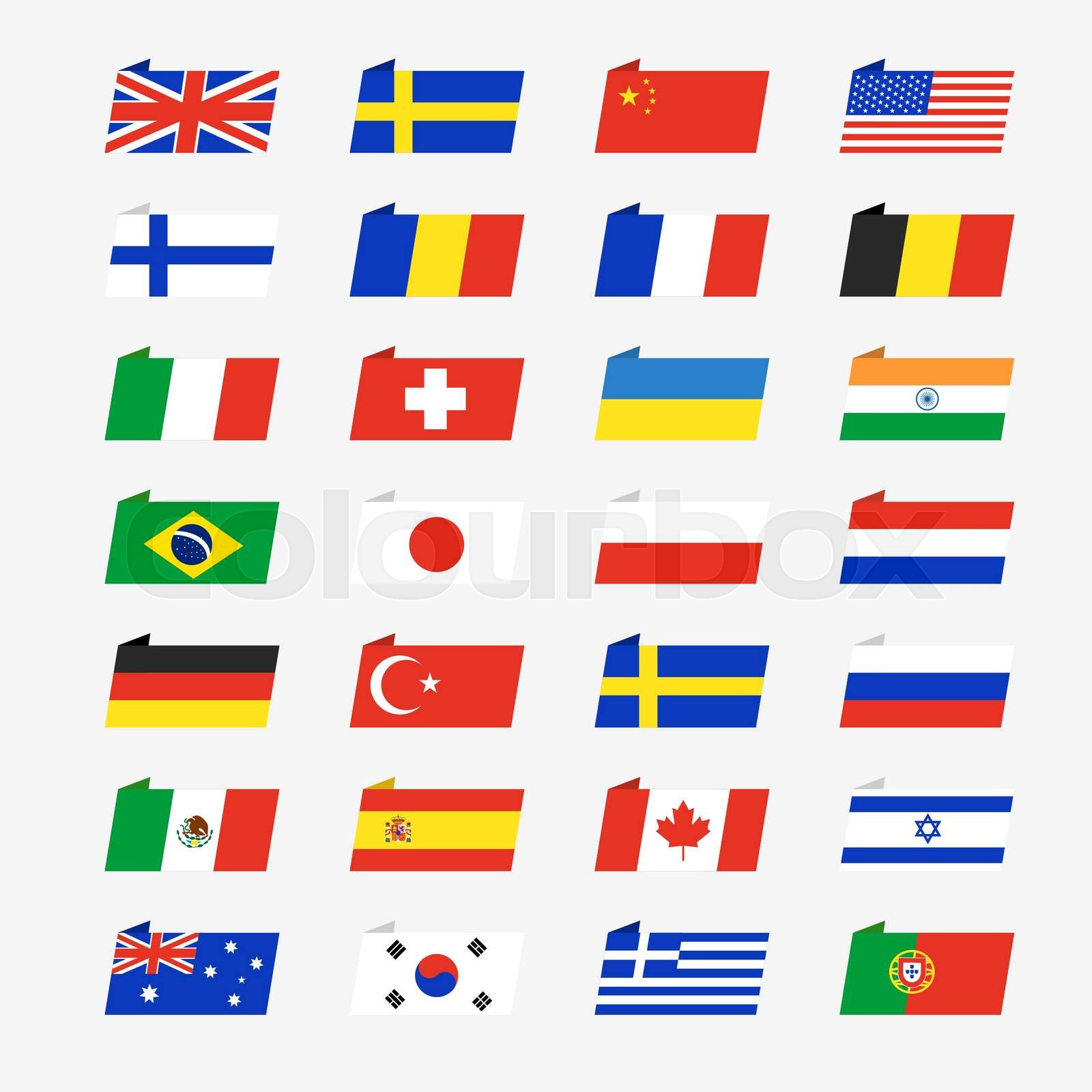 Simple flags of the countries Stock vector Colourbox