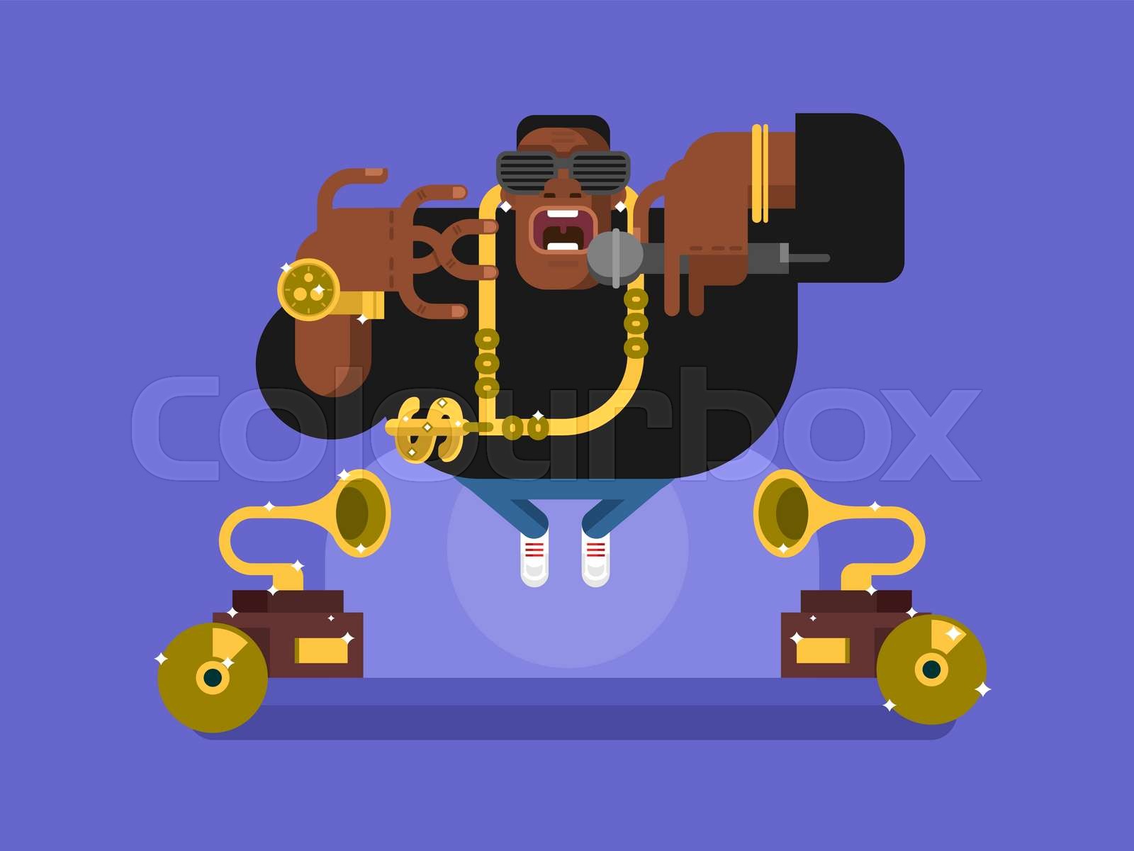 Black rapper character | Stock vector | Colourbox