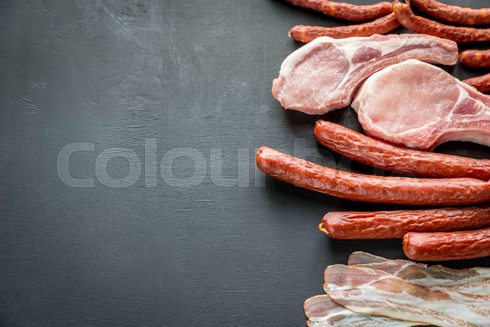 Sources of saturated fats Stock image Colourbox