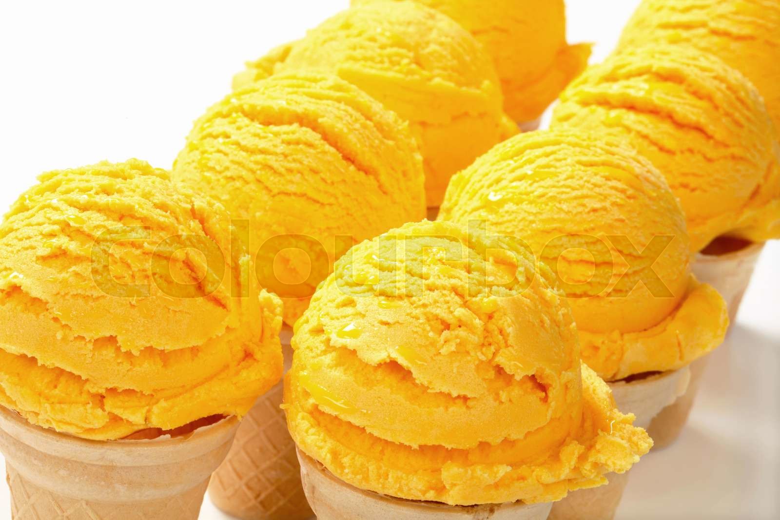 Yellow ice cream cones Stock image Colourbox