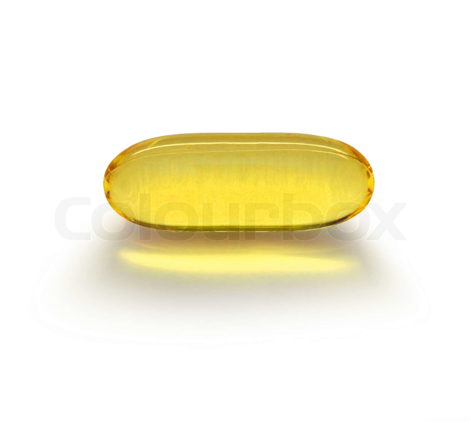 Transparent gul væske indhold medicin kapsel på hvid baggrund | Stock ...