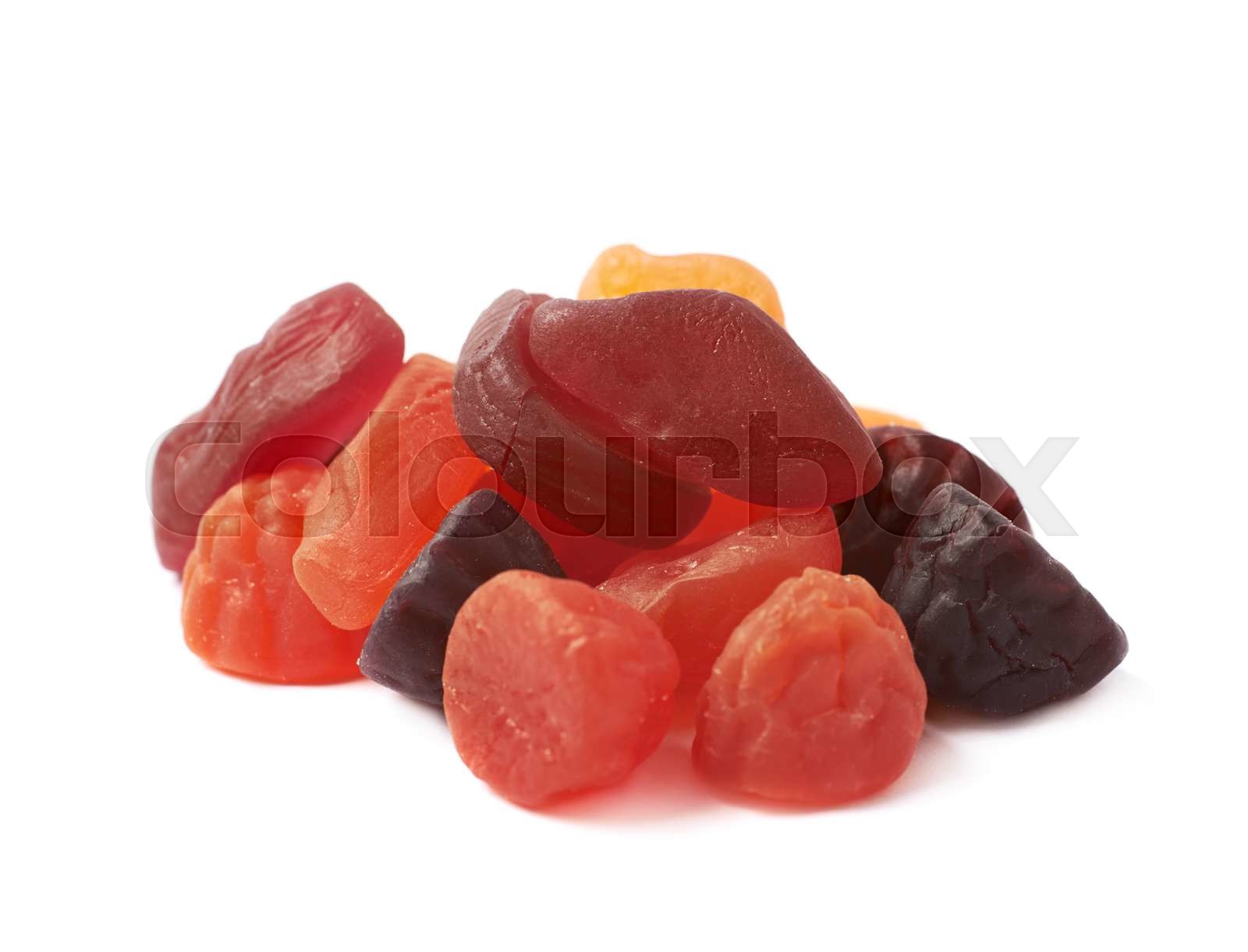 Pile of fruit shaped candies stock image colourbox