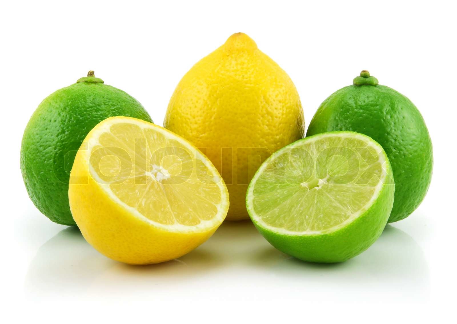 Ripe Sliced Lime and Lemon Isolated on White Background | Stock image
