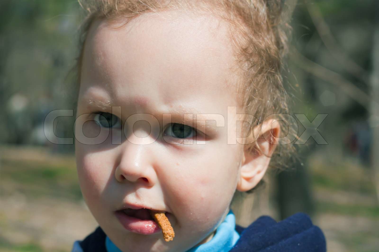 boy eats a cracker Stock image Colourbox