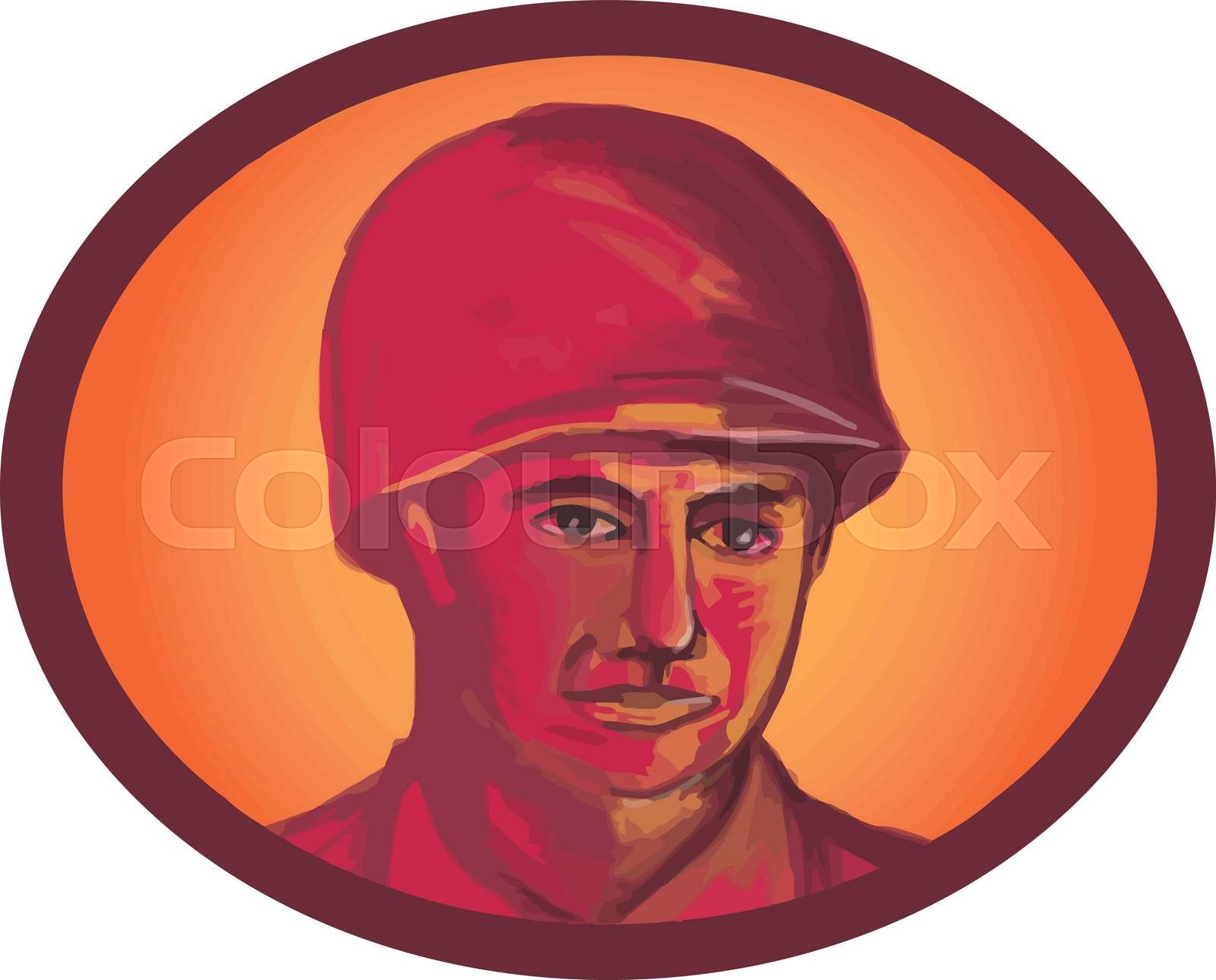 World War Two American Soldier Head Watercolor Stock vector Colourbox