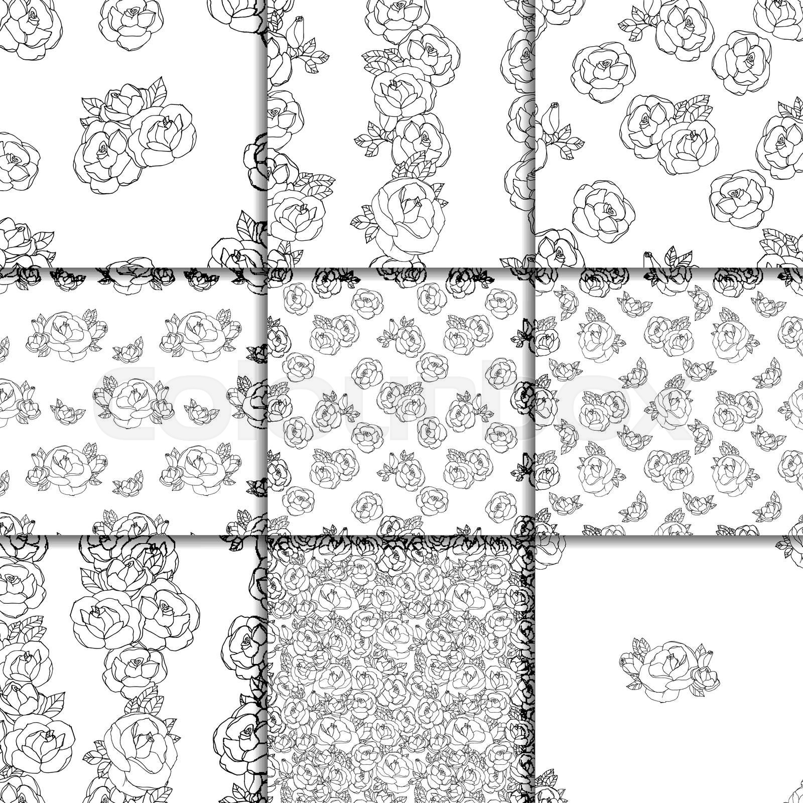 Seamless black and white floral pattern | Stock vector | Colourbox