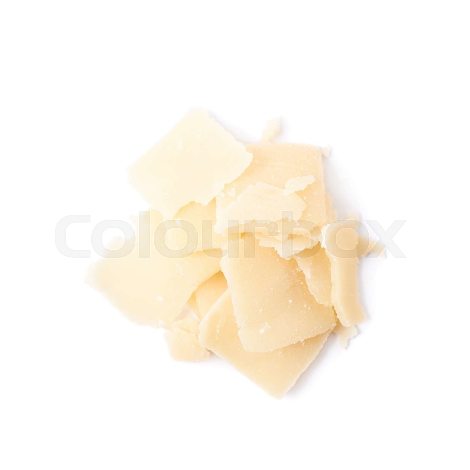 Pile of parmesan cheese flakes Stock image Colourbox