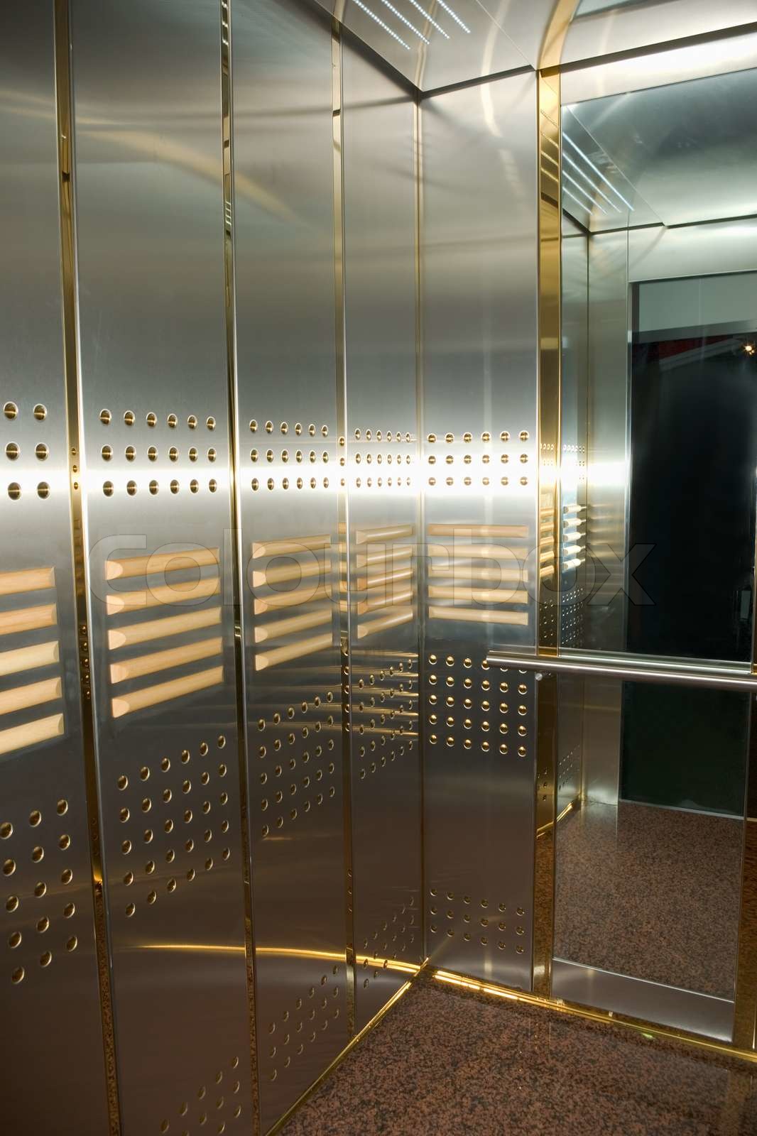 modern highspeed elevator with mirrors Stock image Colourbox