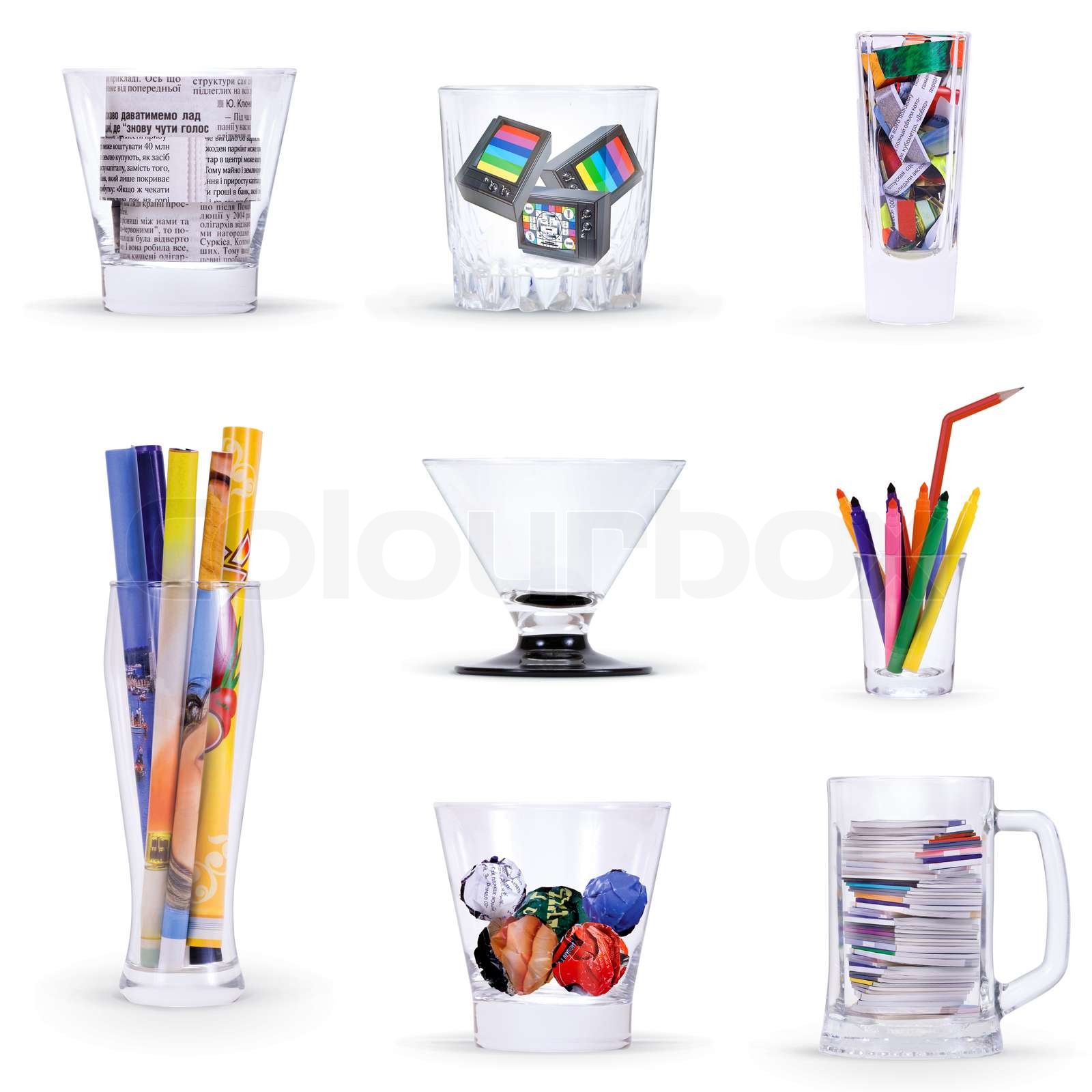 collage of art glasses that give inspiration to artist | Stock image ...