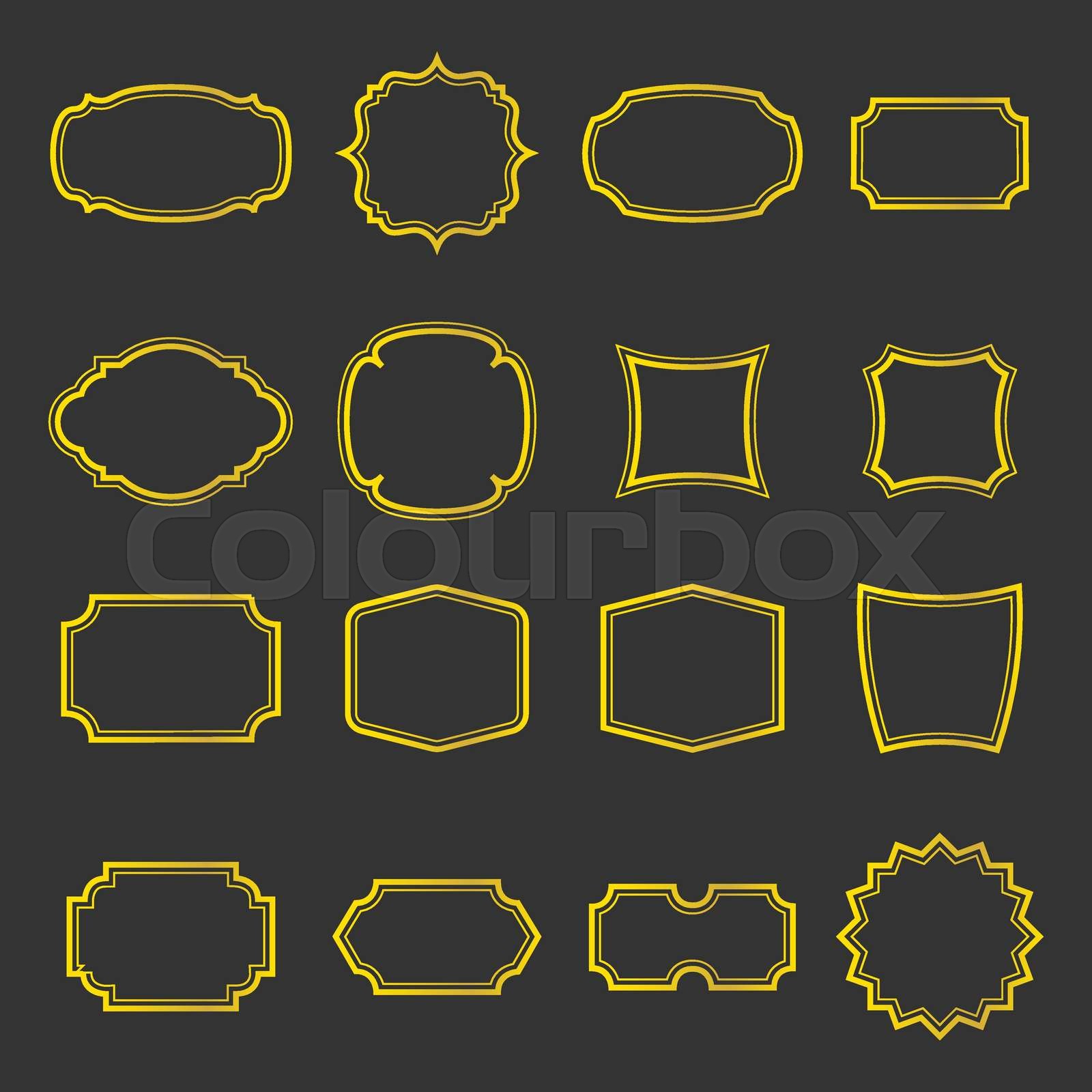 Set of vintage gold frames vector illustration Stock vector Colourbox