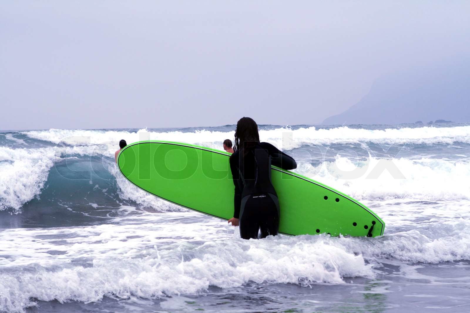 surfing girl Stock image Colourbox