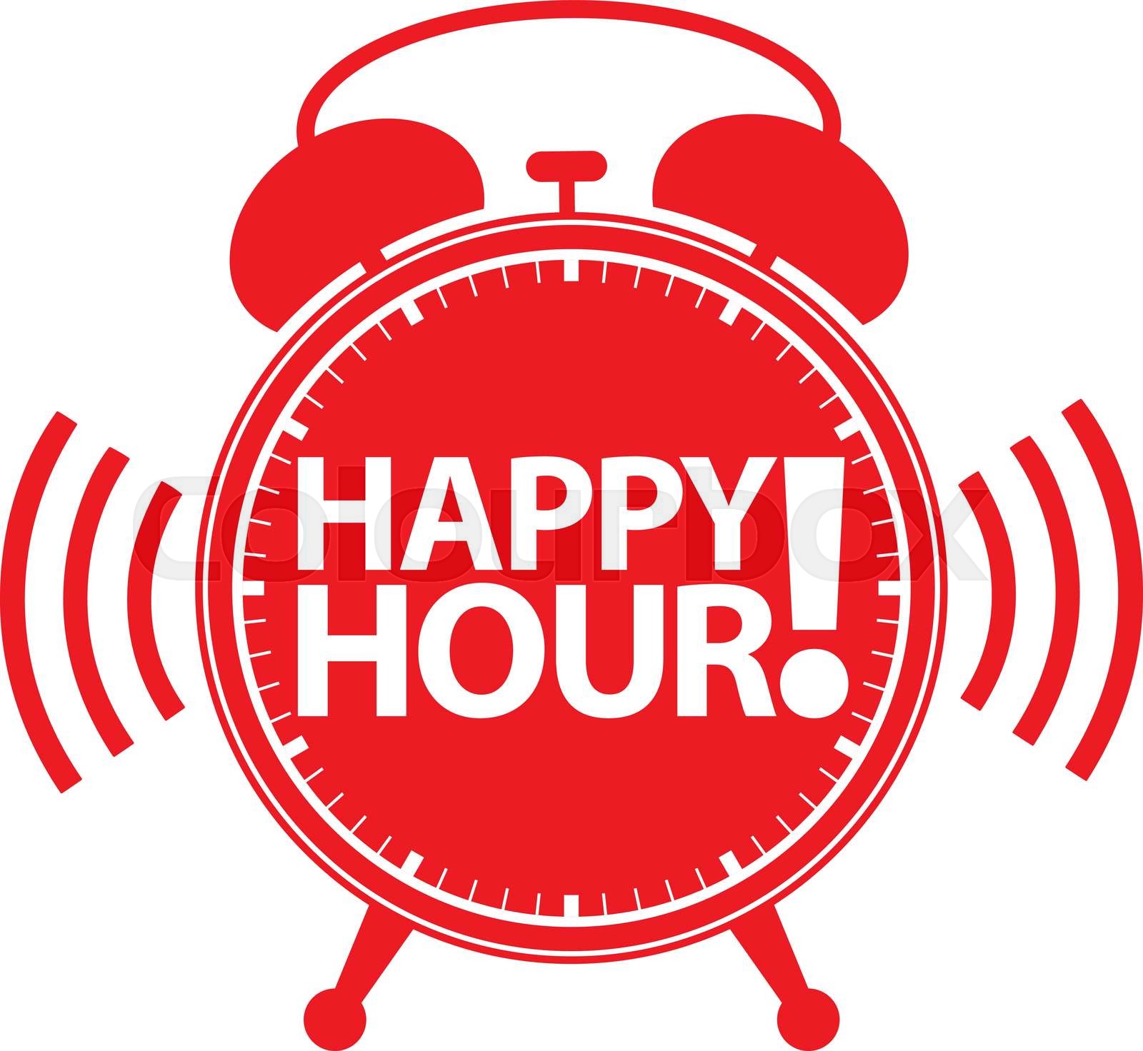 Happy hour alarm clock icon, vector illustration Stock vector Colourbox
