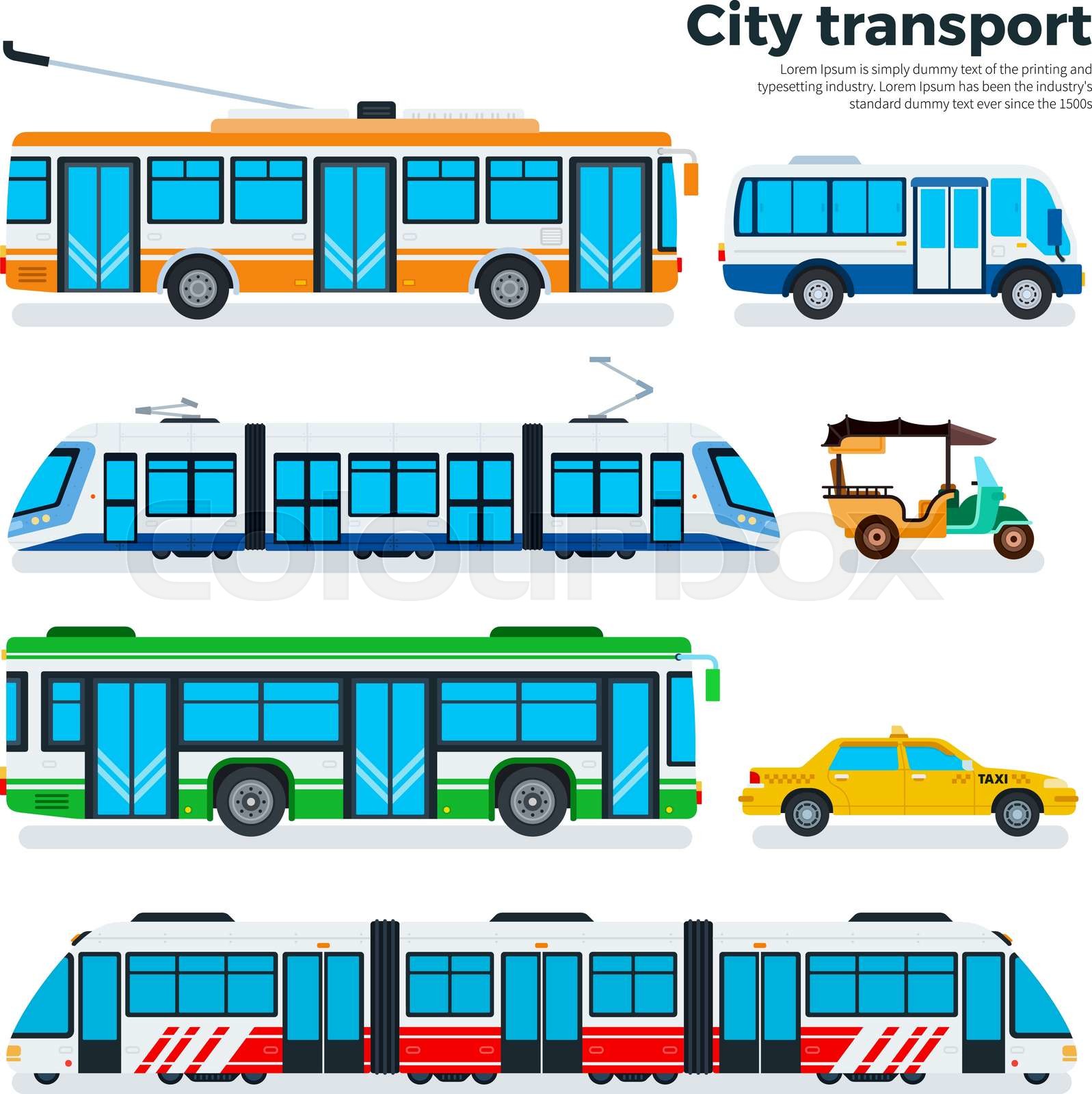 Types of city transport isolated on white Stock vector Colourbox
