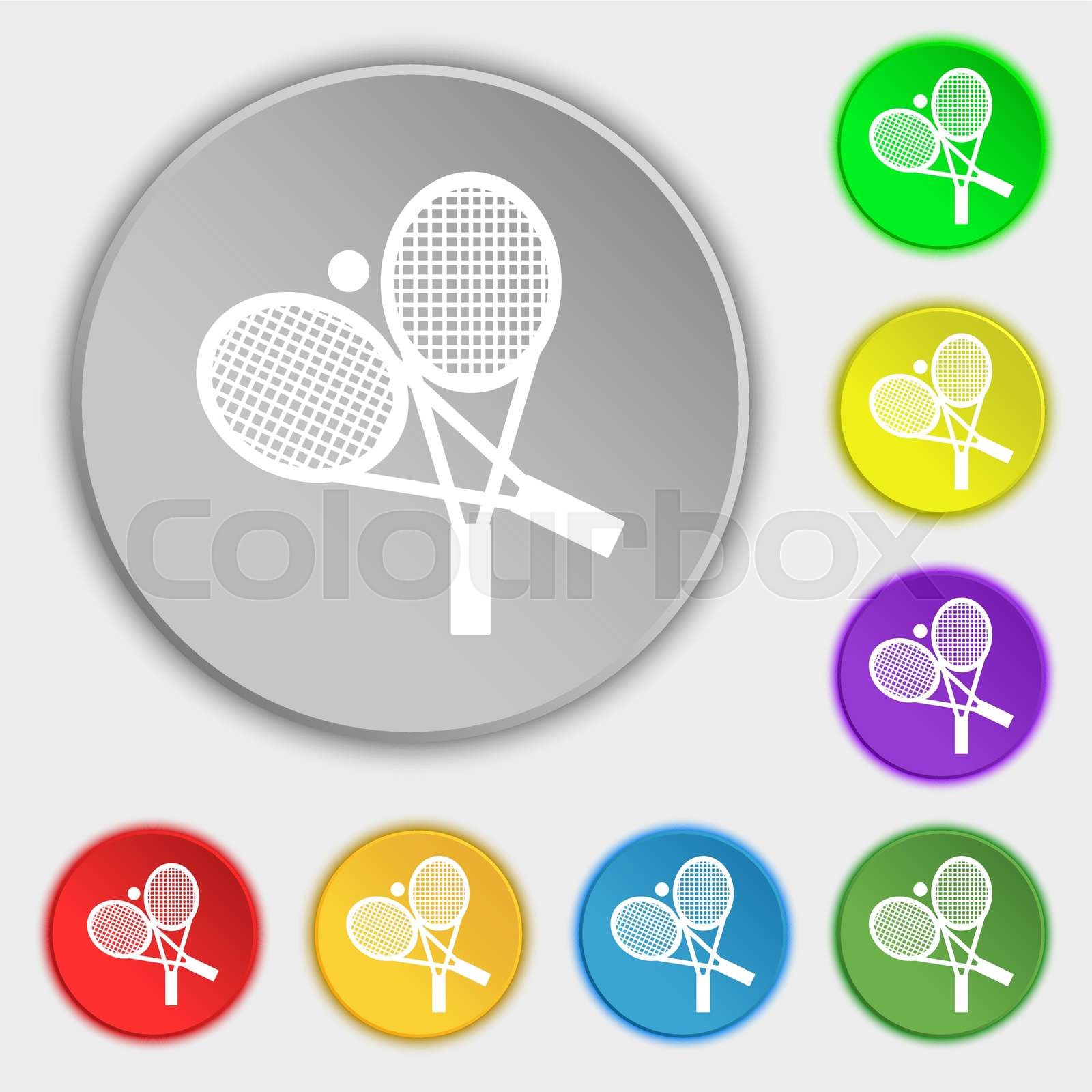 tennis icon sign. Symbol on eight flat buttons. Vector | Stock vector ...