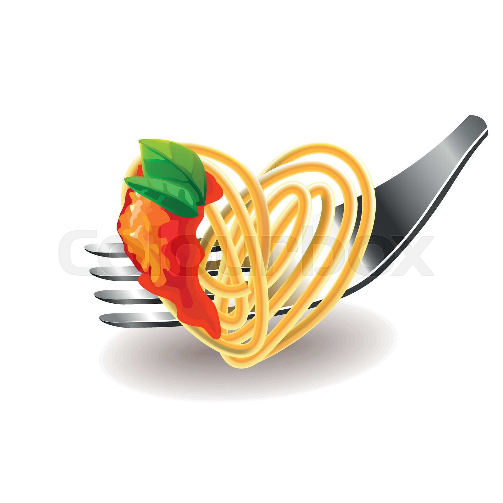 Spaghetti on fork isolated vector Stock vector Colourbox