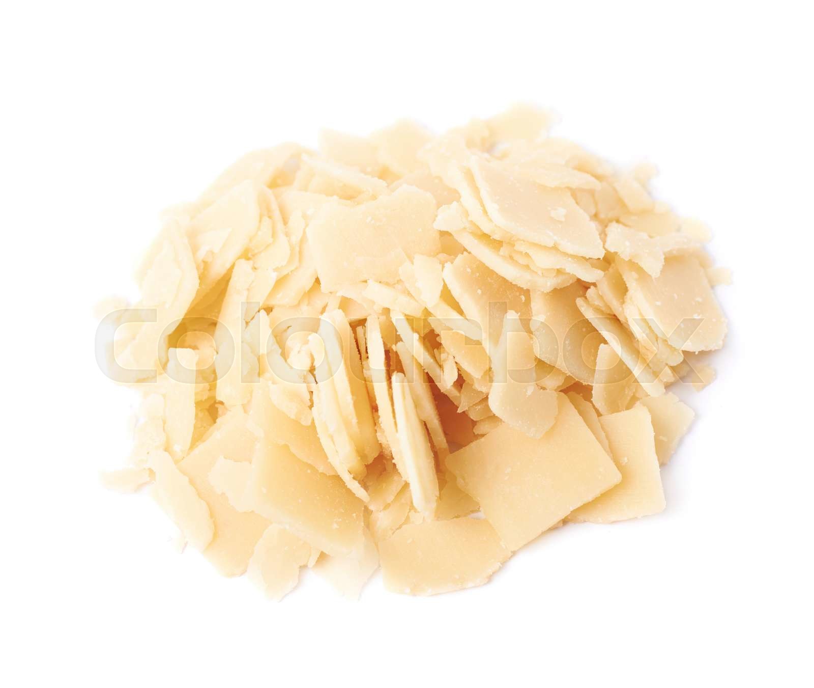 Pile of parmesan cheese flakes Stock image Colourbox