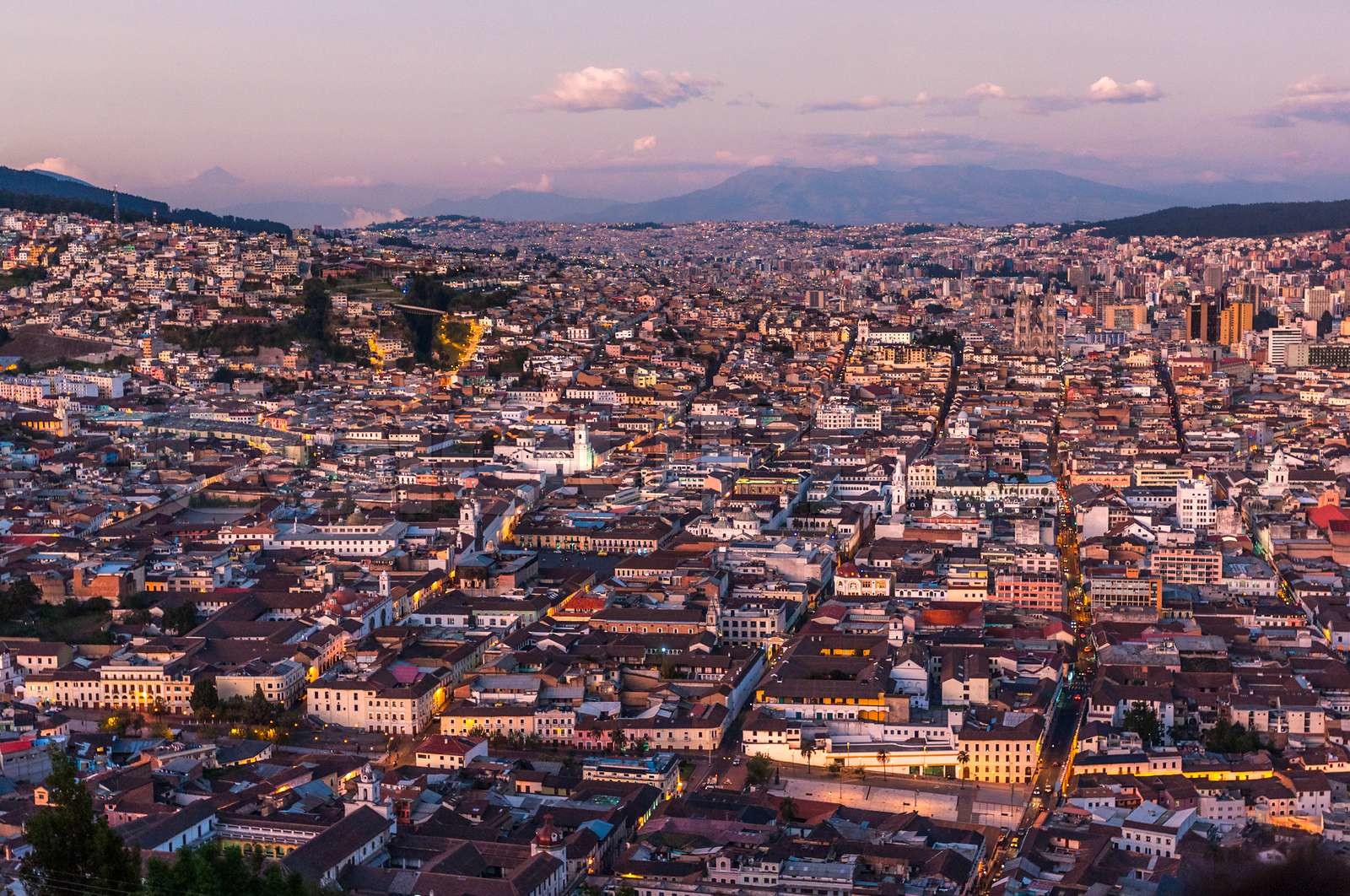 Quito capital city at sunset, Ecuador Stock image Colourbox