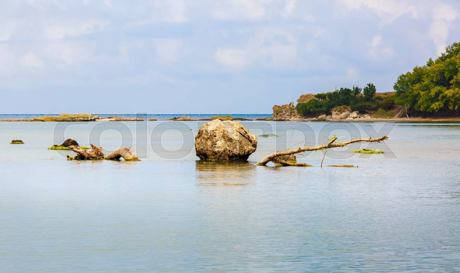 Boulder In The Water Stock Image Colourbox