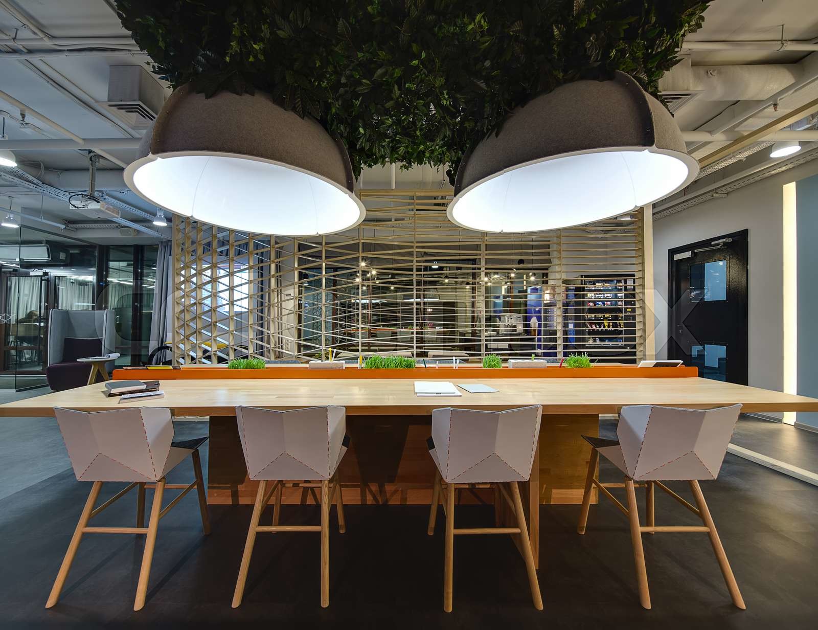 Coworking in loft style Stock image Colourbox