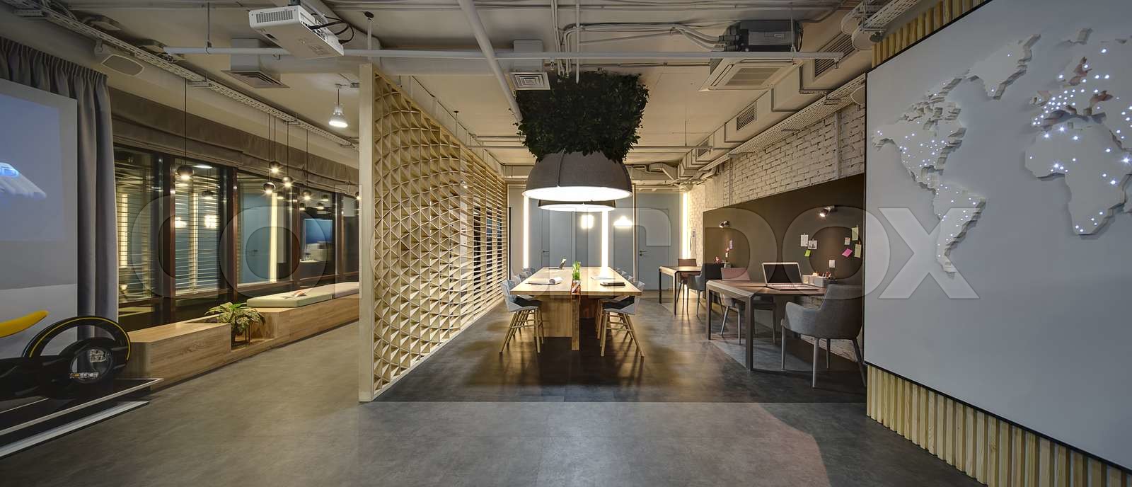 Coworking in loft style Stock image Colourbox