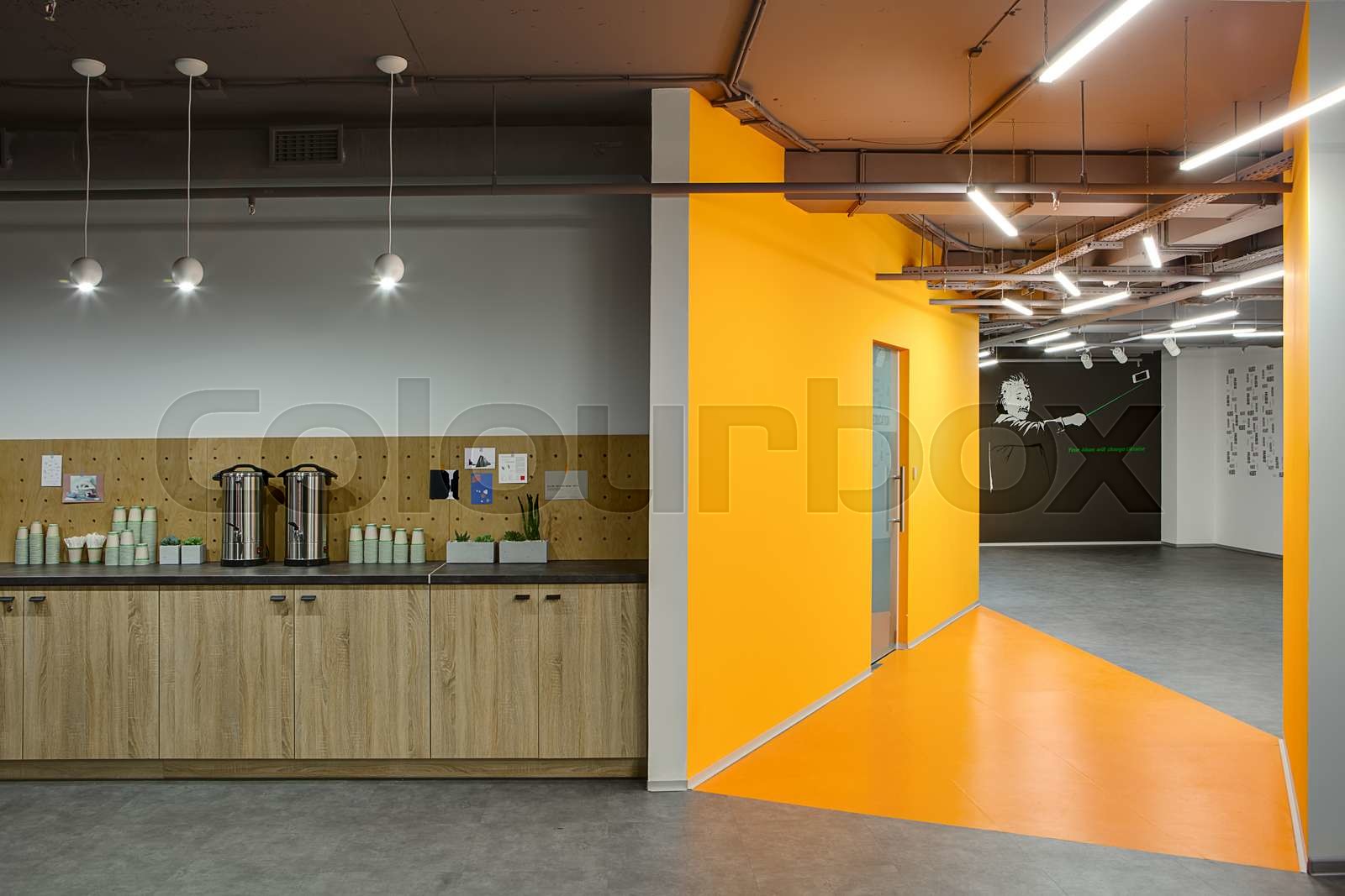 Coworking in a loft style Stock image Colourbox