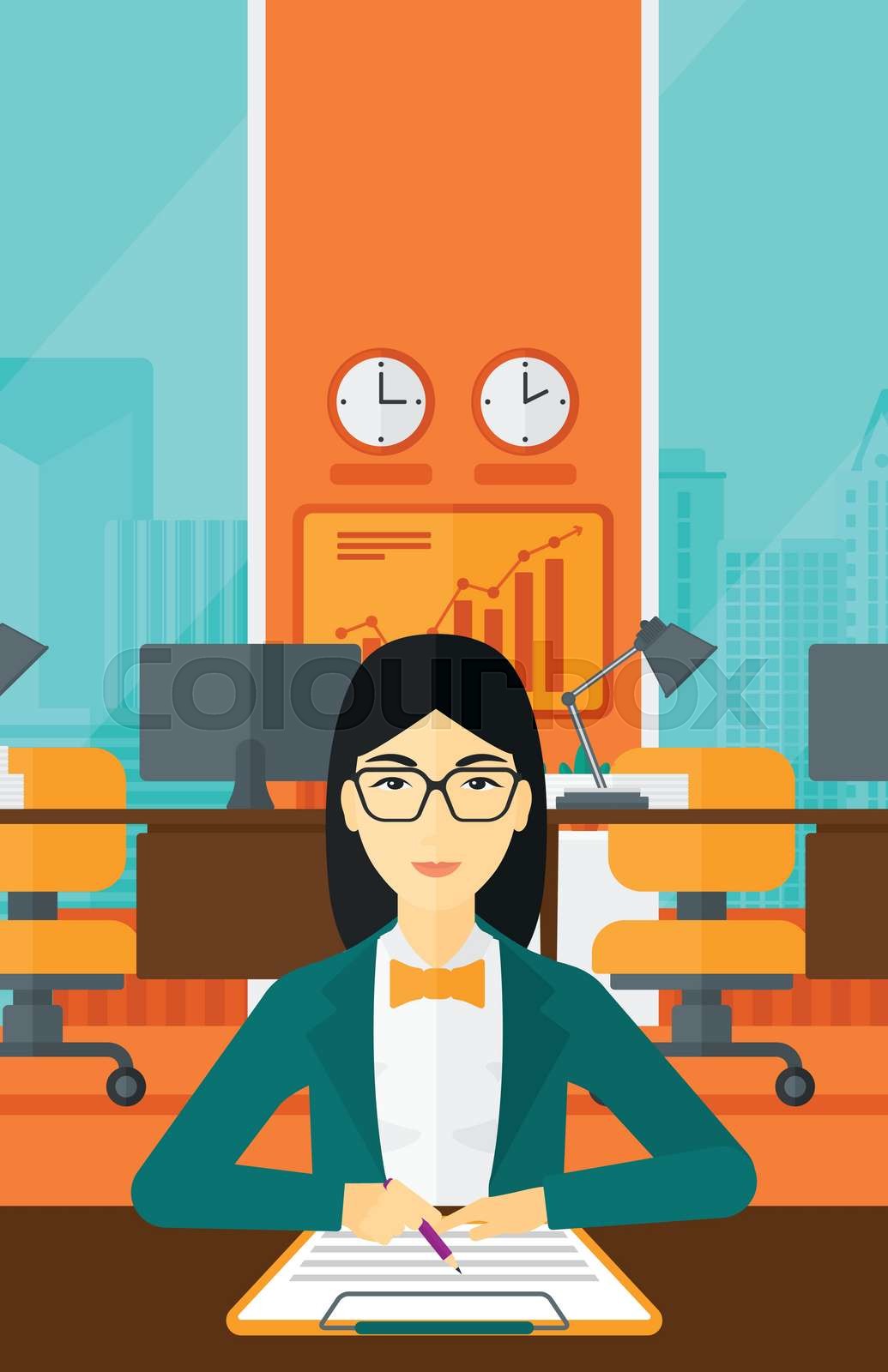 Woman Signing Contract Stock Vector Colourbox