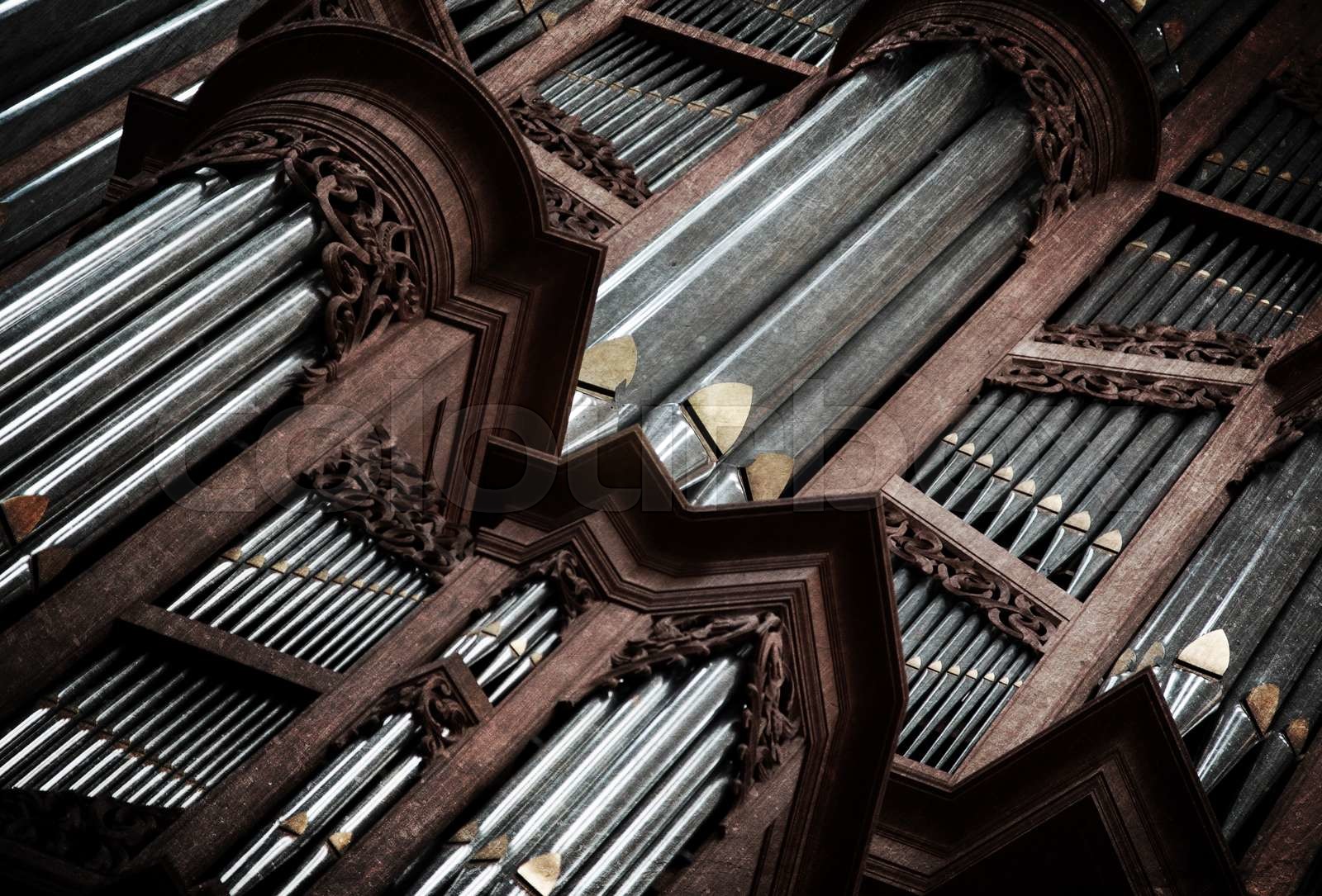 Creepy image of an old pipe organ | Stock image | Colourbox