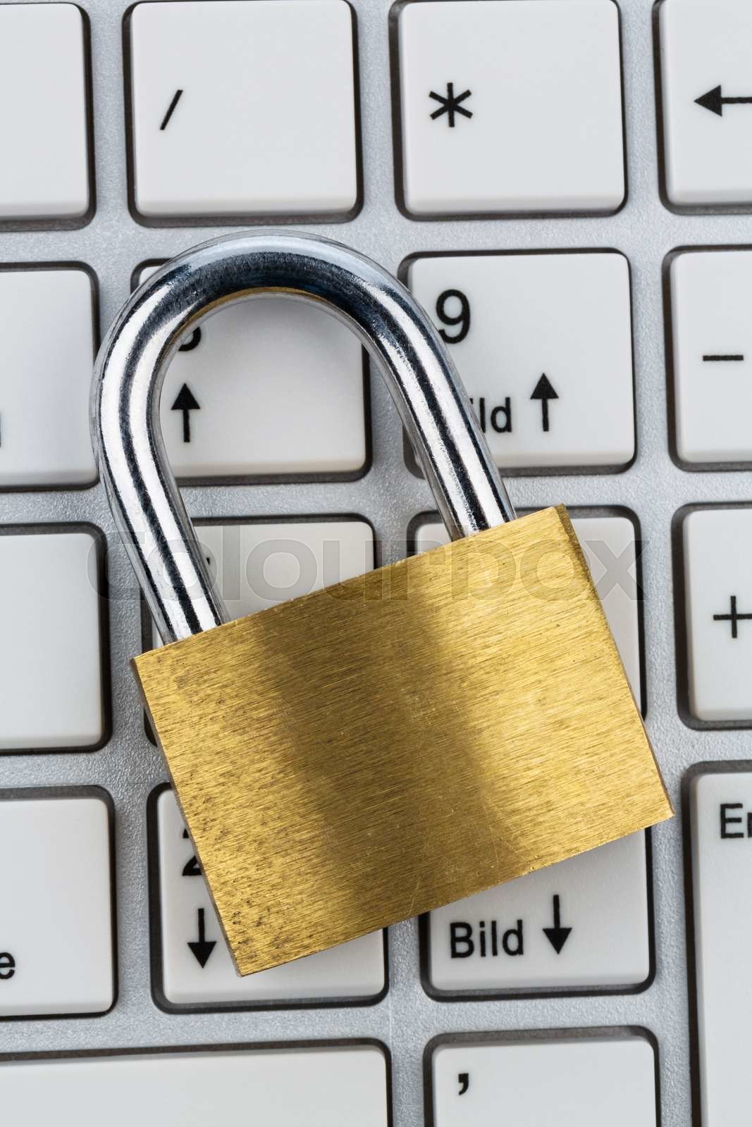 padlock on keyboard Stock image Colourbox