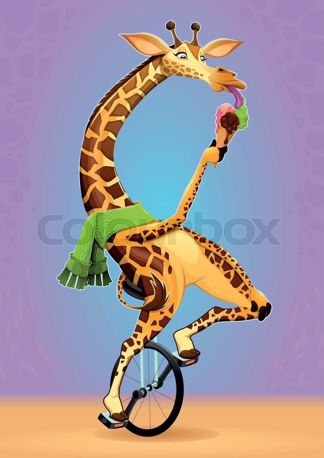 Funny giraffe on an unicycle Stock vector Colourbox