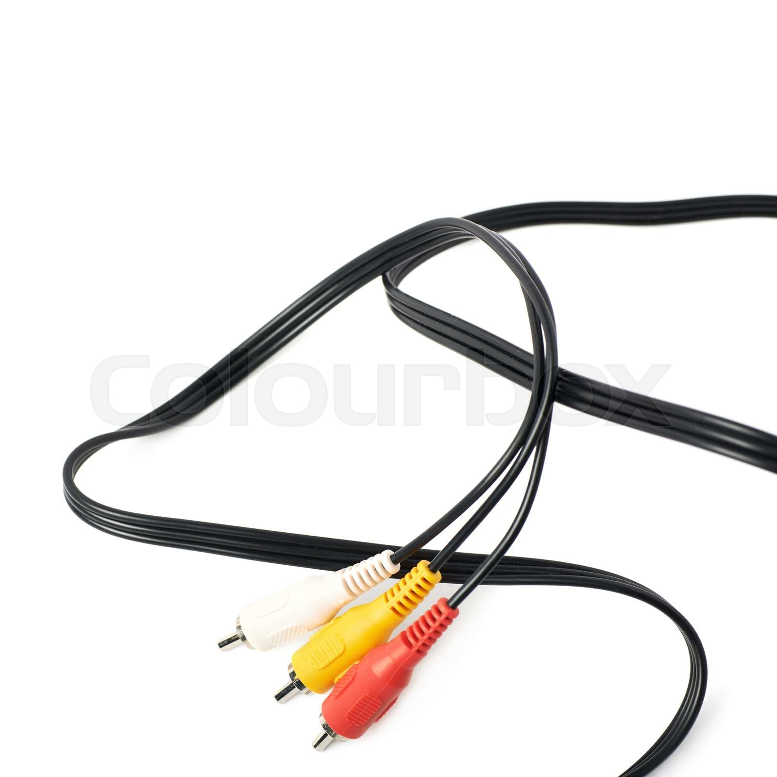RCA plugs cable isolated | Stock image | Colourbox