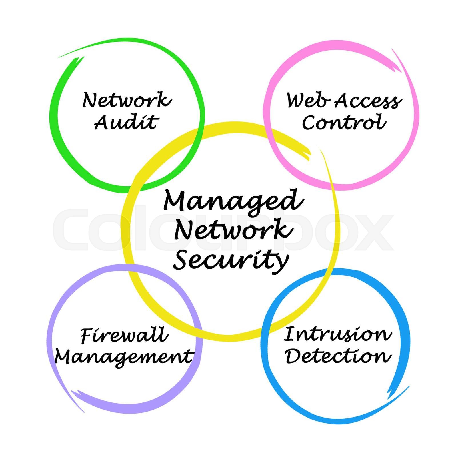 Diagram of managed network security stock image colourbox