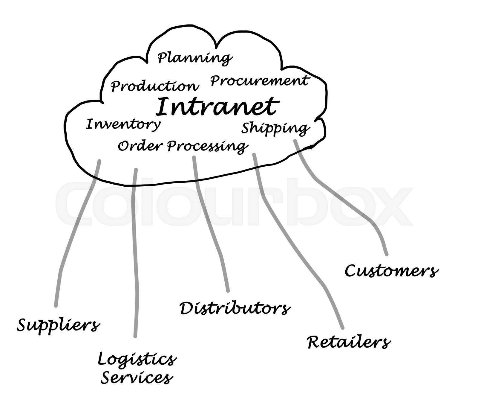Diagram of internet and intranet | Stock image | Colourbox