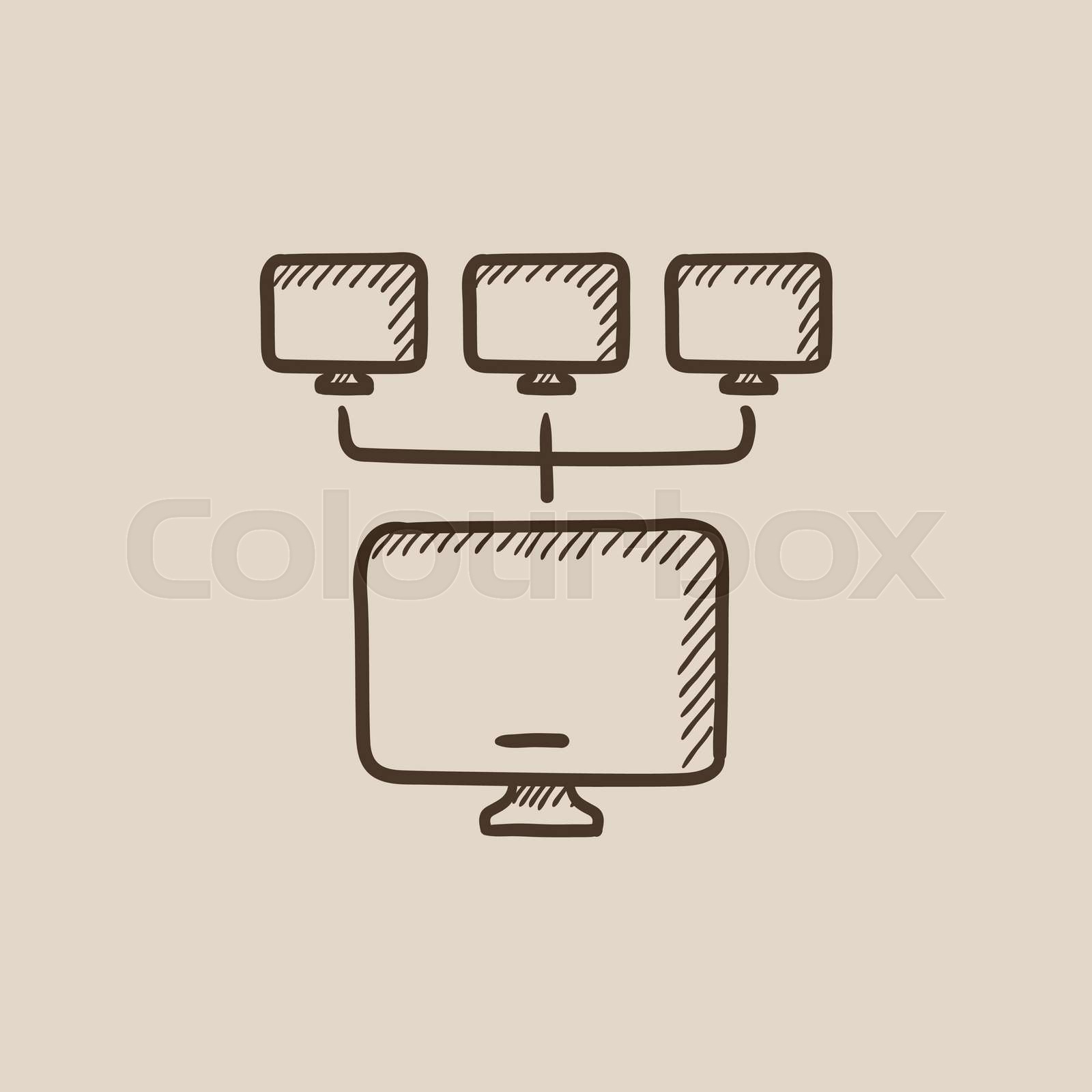Computer network sketch icon. | Stock vector | Colourbox