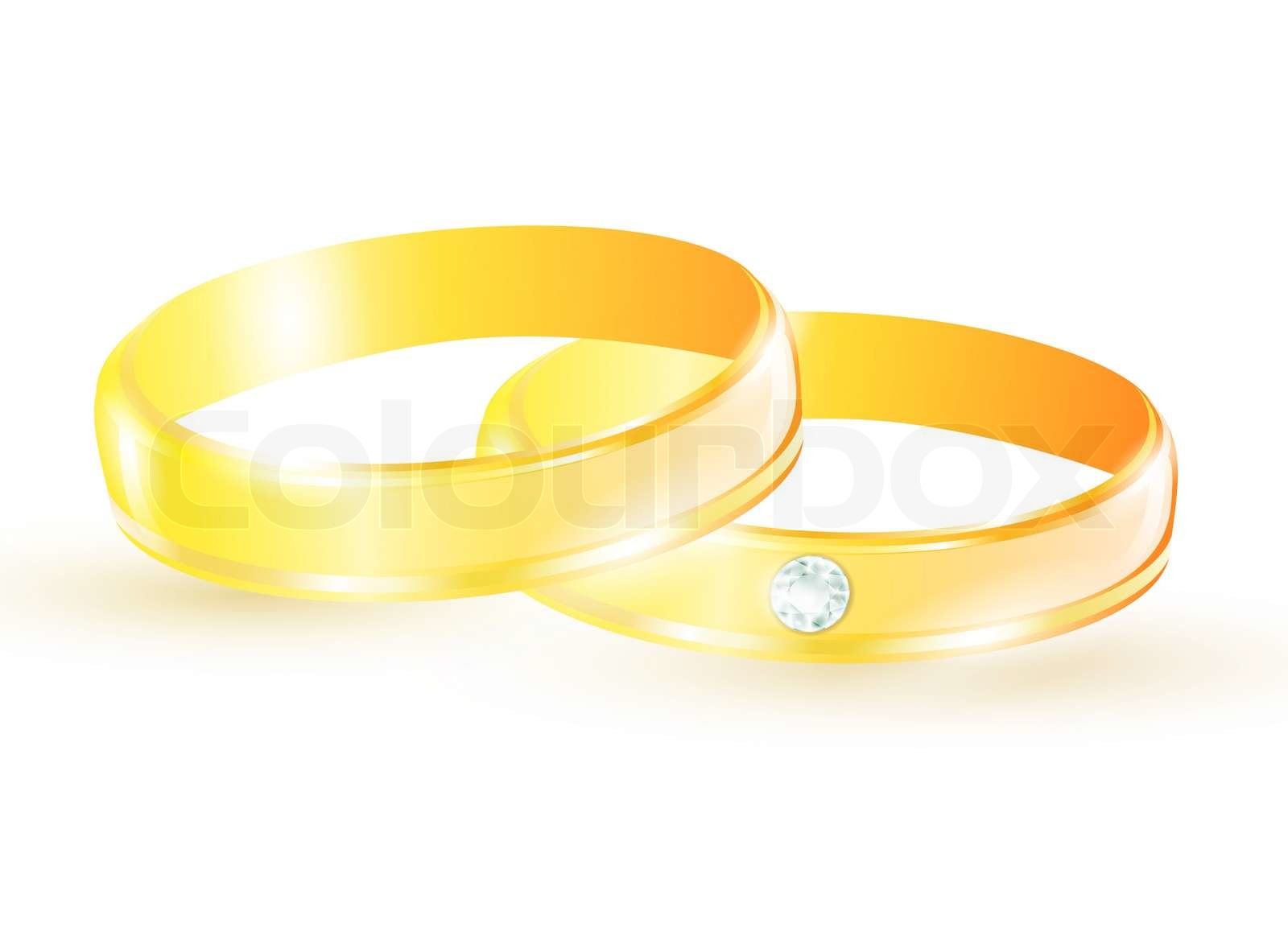 Goldene Hochzeit Ringe auf weißem Hintergrund | Stock Bild | Colourbox