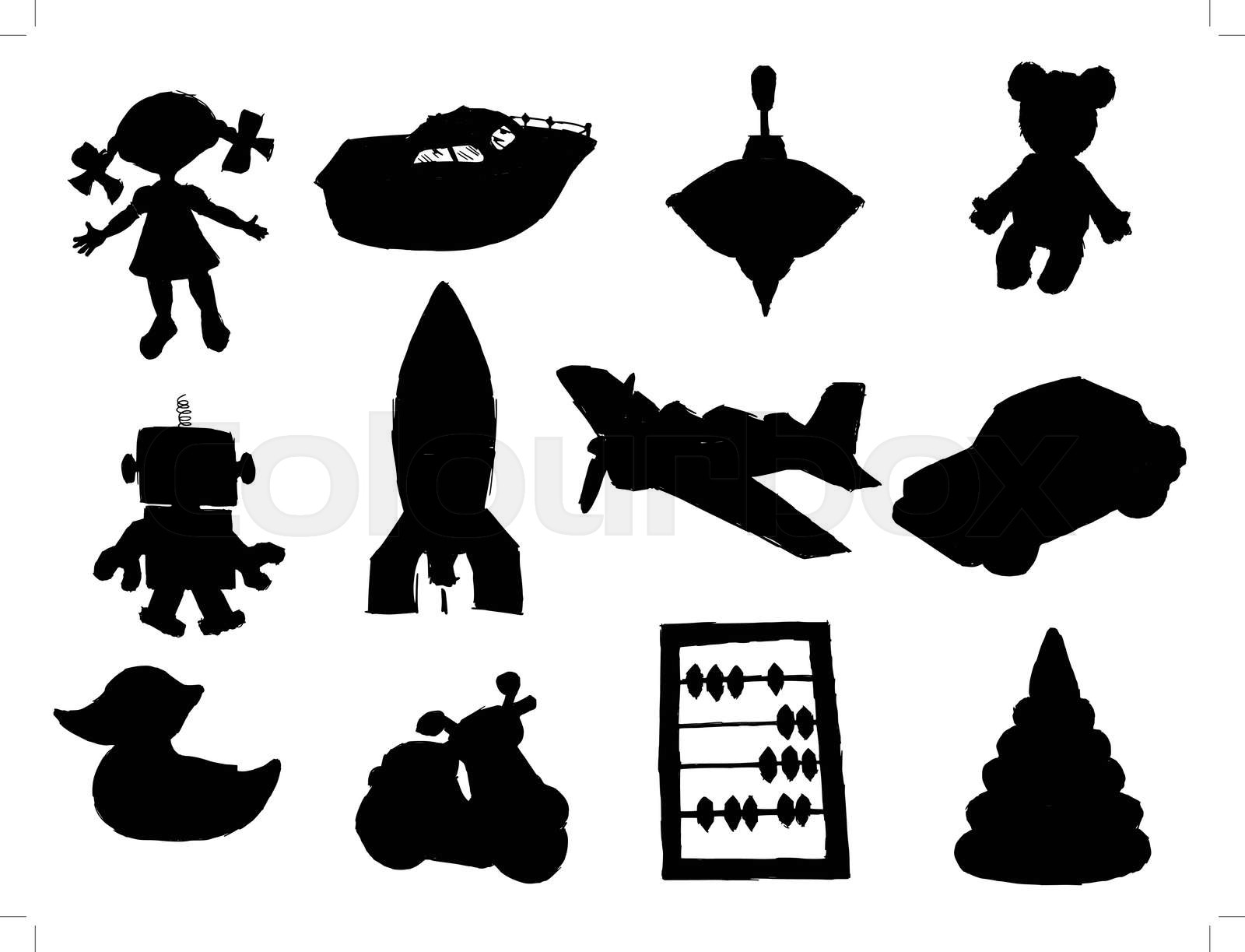 set of silhouettes of different toys | Stock vector | Colourbox