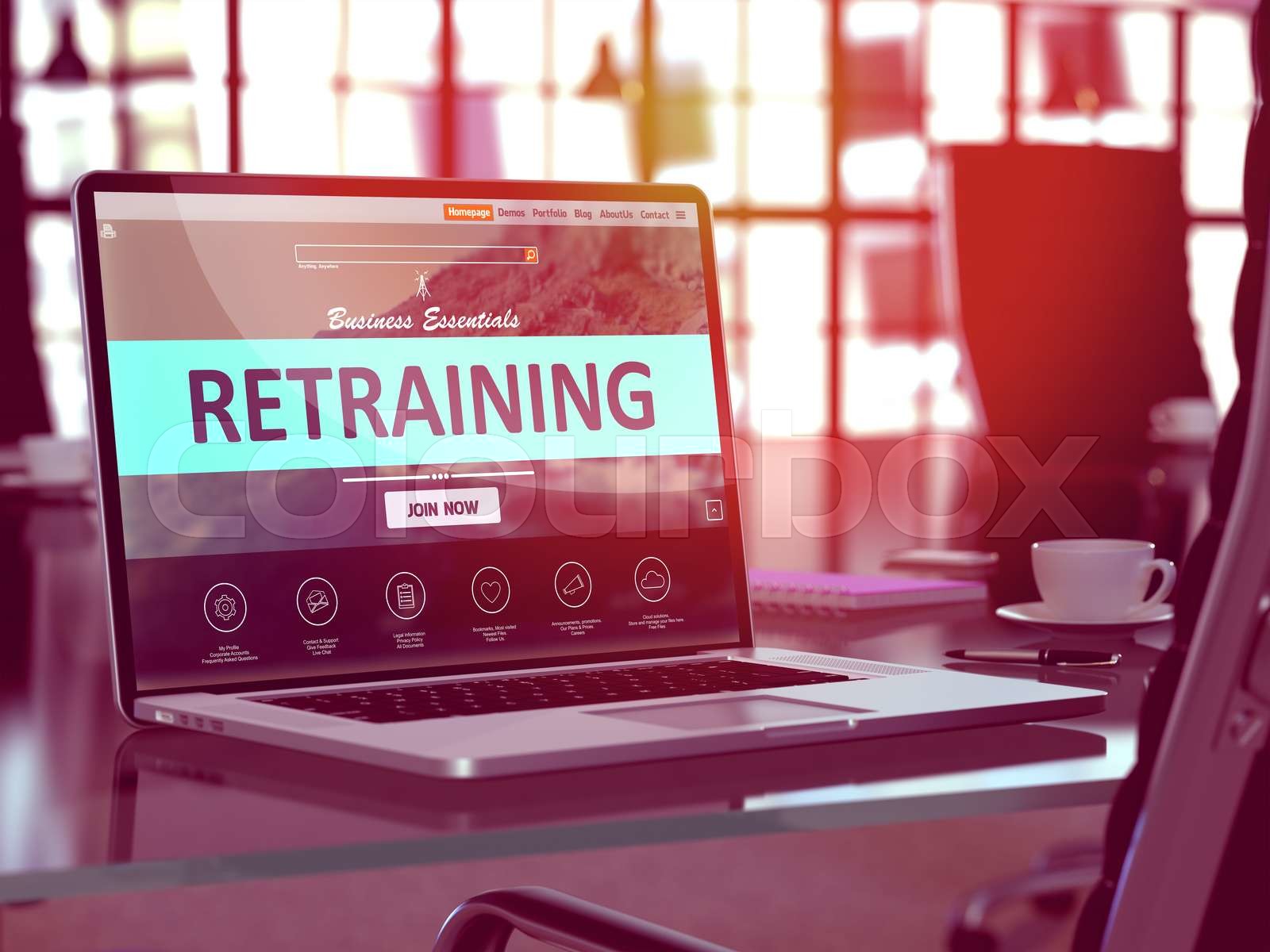Laptop Screen With Retraining Concept Stock Image Colourbox
