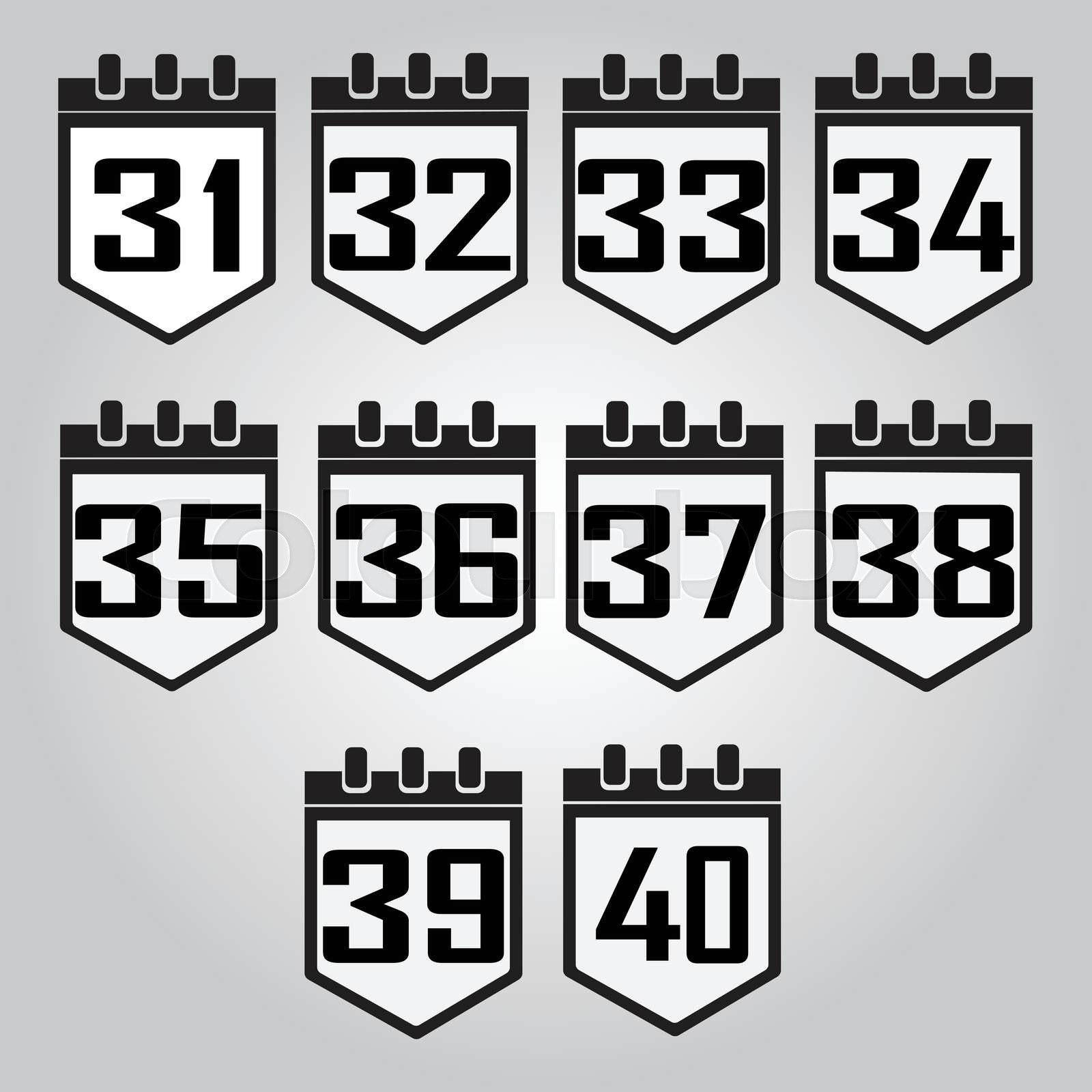 Calendar icon number 31 to 40 illustration | Stock vector | Colourbox
