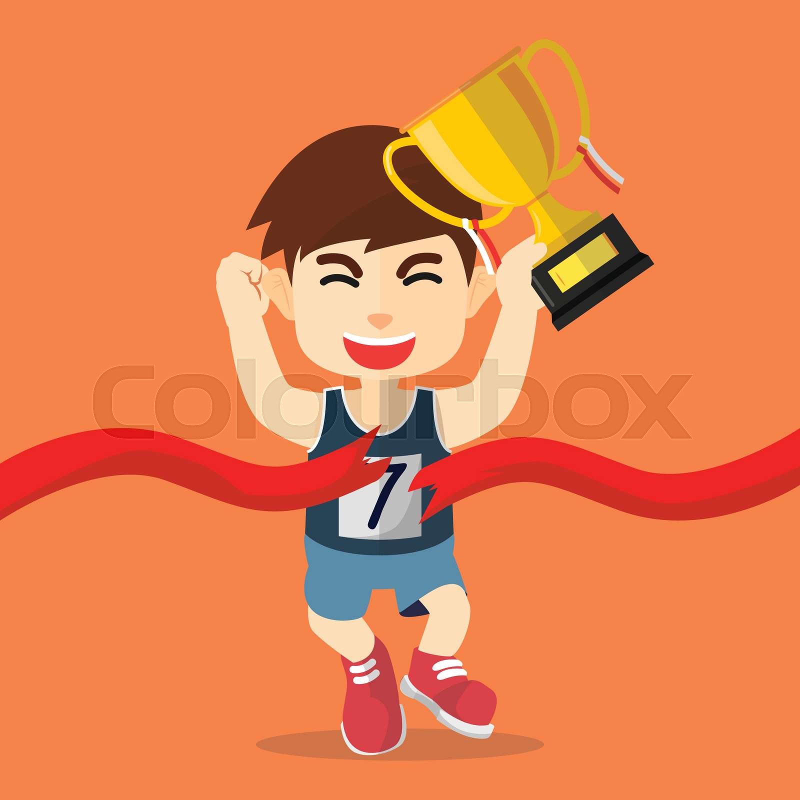 Boy running champion Stock vector Colourbox