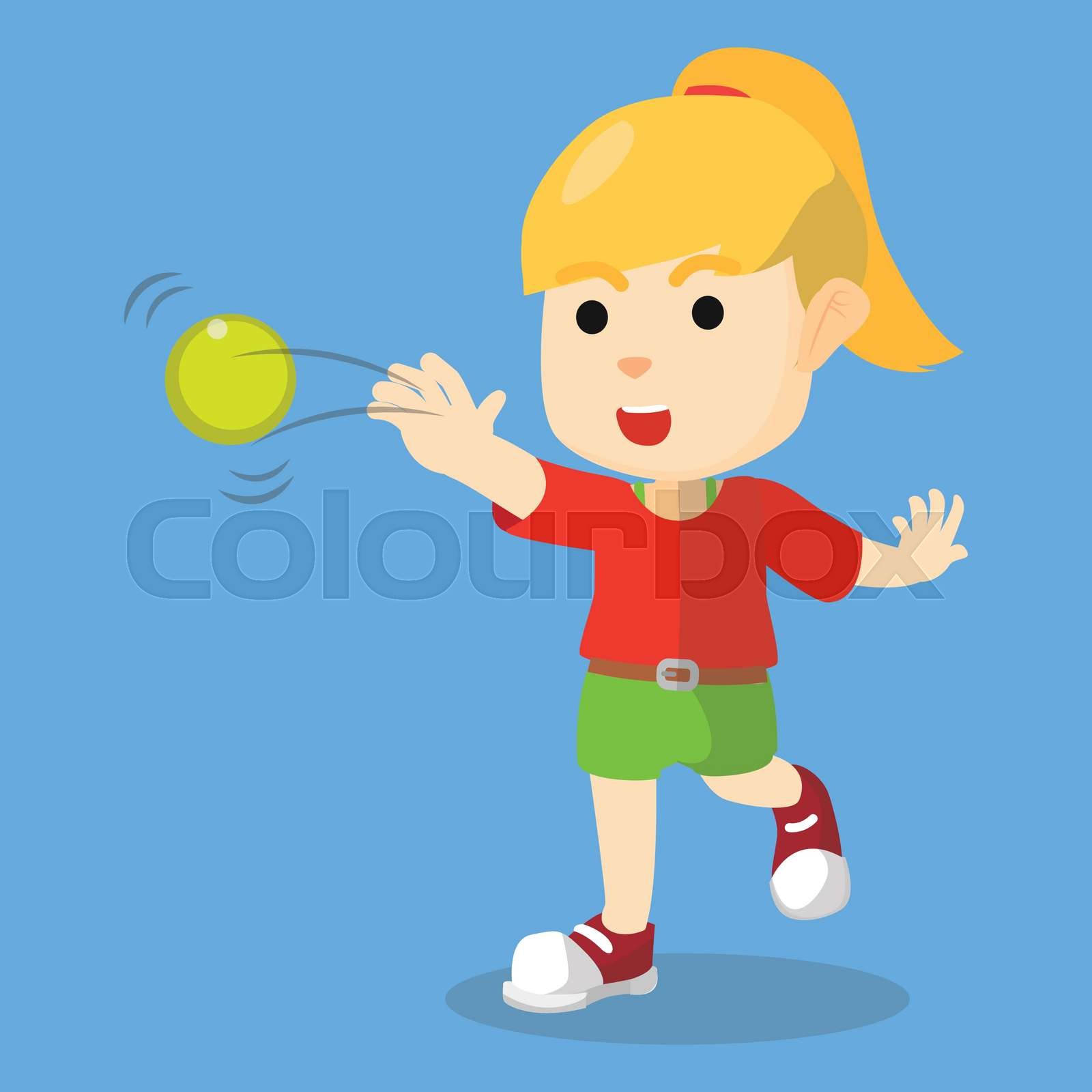 Girl throwing ball | Stock vector | Colourbox