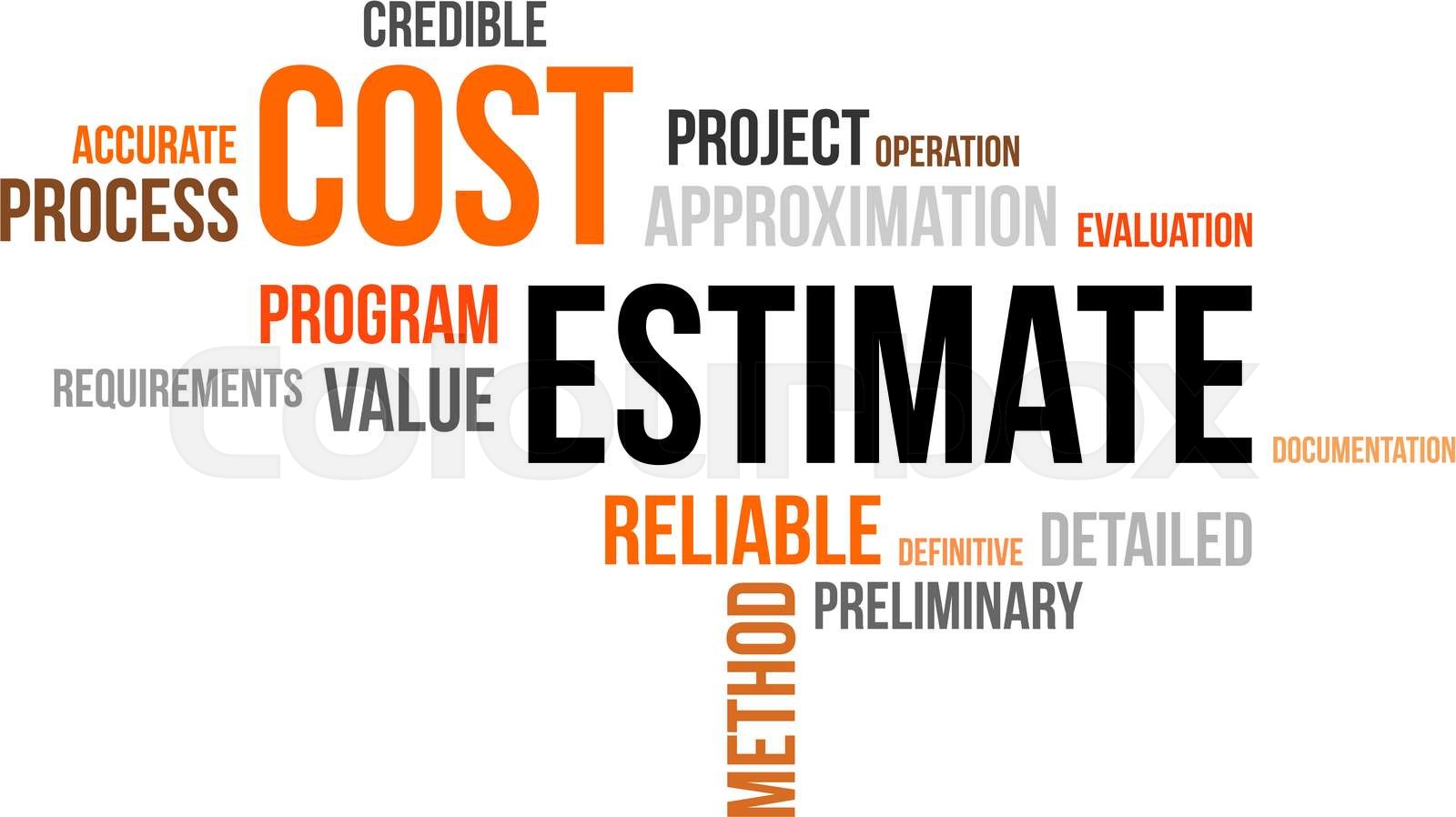 word cloud cost estimate Stock vector Colourbox