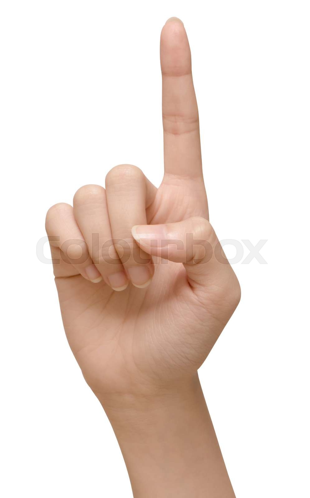 Hand pointing front side, with clipping path | Stock image | Colourbox