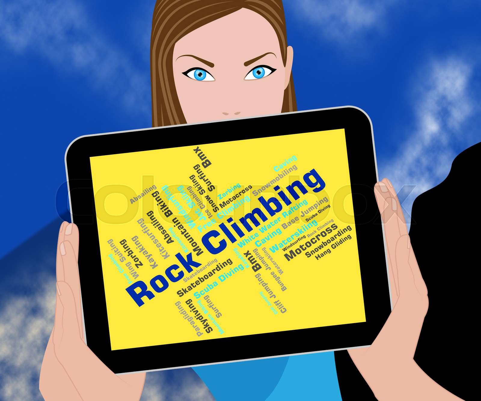 Rock Climbing Represents Extreme Climber And Rock Climbing Stock