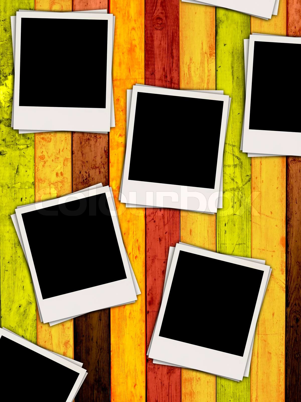 Blank Fotos på Farverig Wood Baggrund | Stock foto | Colourbox