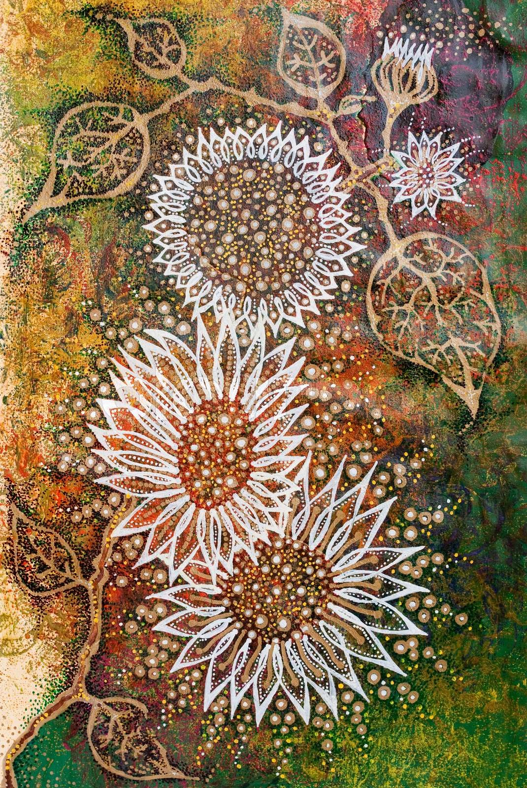 Graphic art showing sunflower blossoms | Stock image | Colourbox